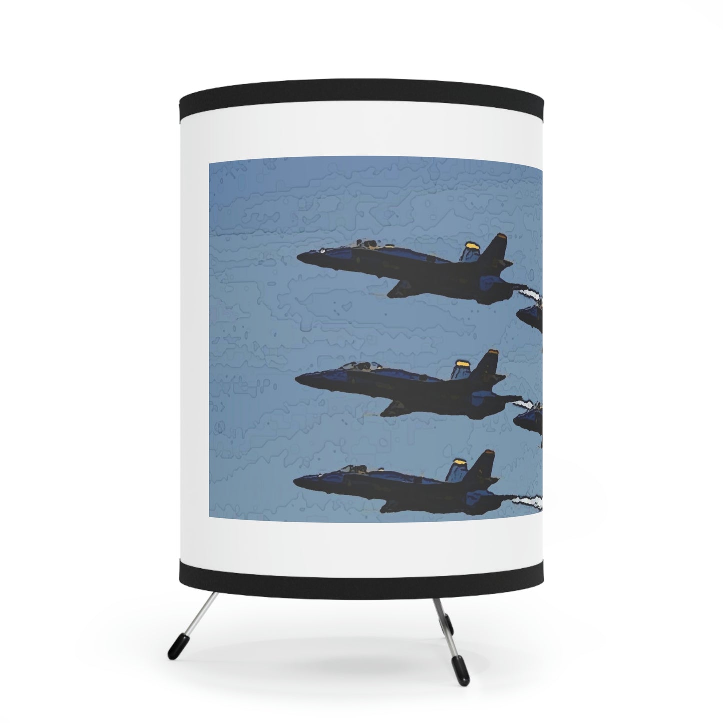 Tripod Lamp with High-Res Printed Shade, US\CA plug ... Seattle Seafair ..."Blue Angels Run Over Lake Washington" ... Circa Mid 1980's ... Dr FJ Holt ... Original Works ...
