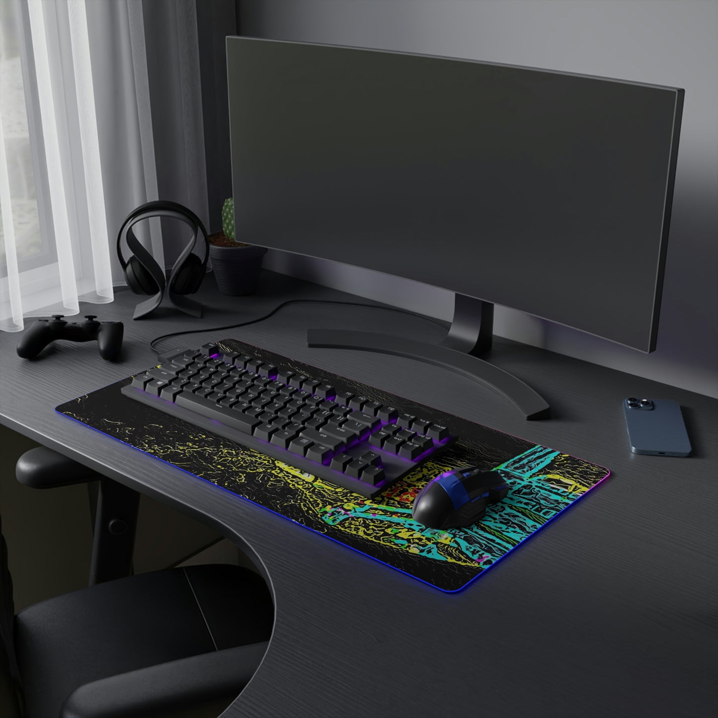 LED Gaming Mouse Pad ... "Snow Vehicle In Snow Storm At-Rest" ... Circa 12Mar23 ... Central Idaho ... 18-Hours Rendering Time: Original Works ...