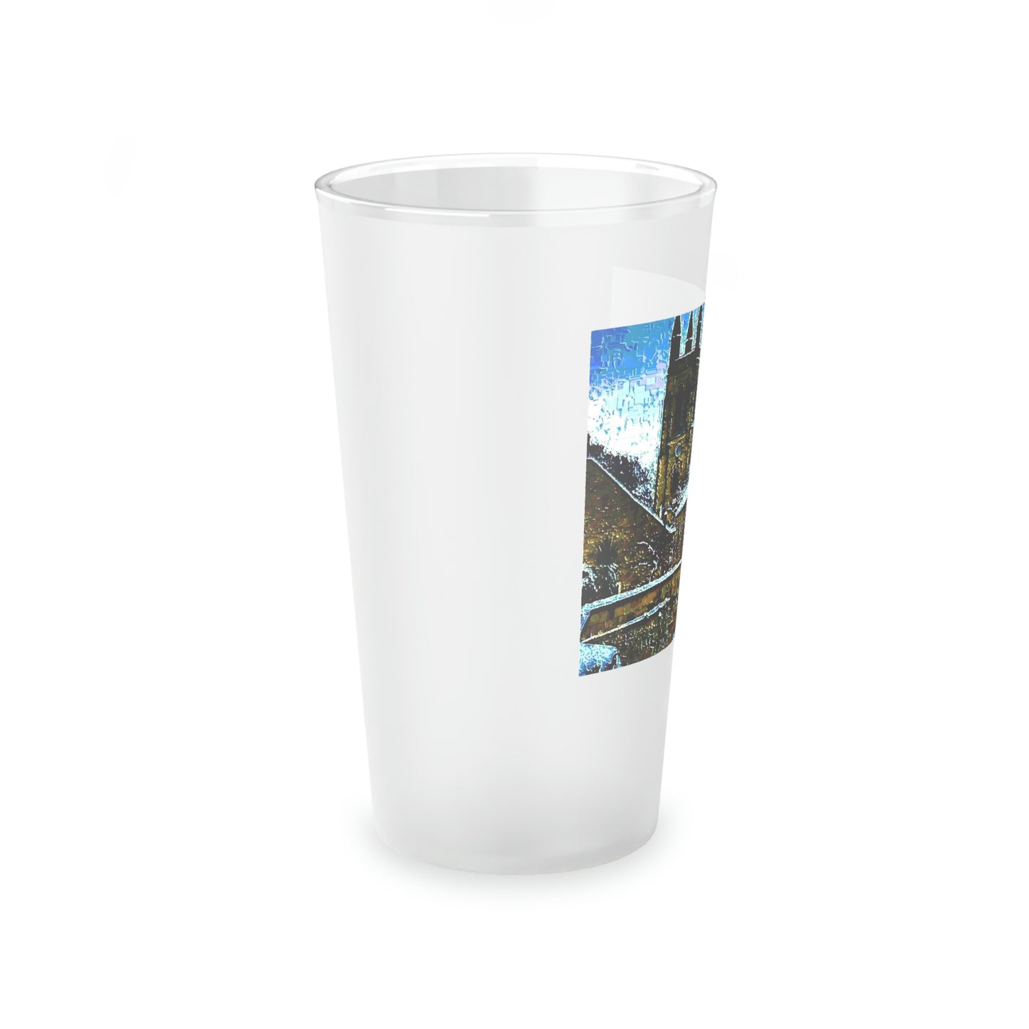 Frosted Pint Glass, 16oz ...  Walikng The Streets & Alleys ... 'Strolling The Canals ... '  ... Original Works  ...
