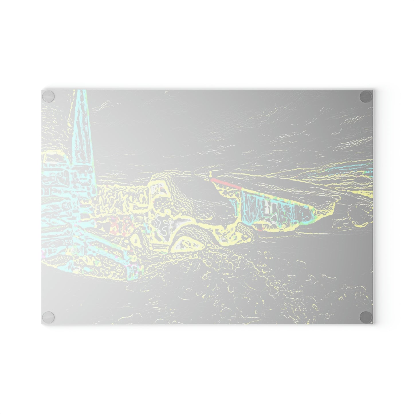 Glass Cutting Board ... "Snow Vehicle In Snow Storm At-Rest" ... Circa 12Mar23 ... Central Idaho ... 18-Hours Rendering Time: Original Works ...