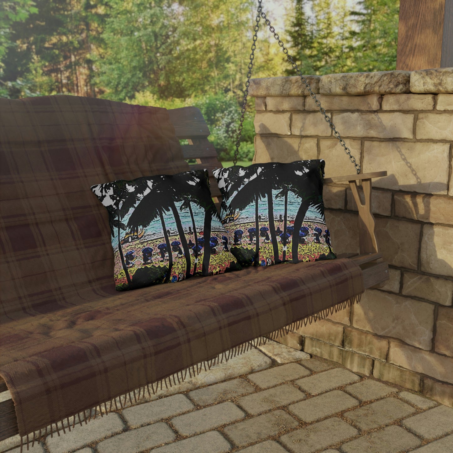 Outdoor Pillows ... "A Beautiful Beach Amongst The Palms" ... The Outrigger Waikiki, Honolulu, Oahu ... Original Works ...