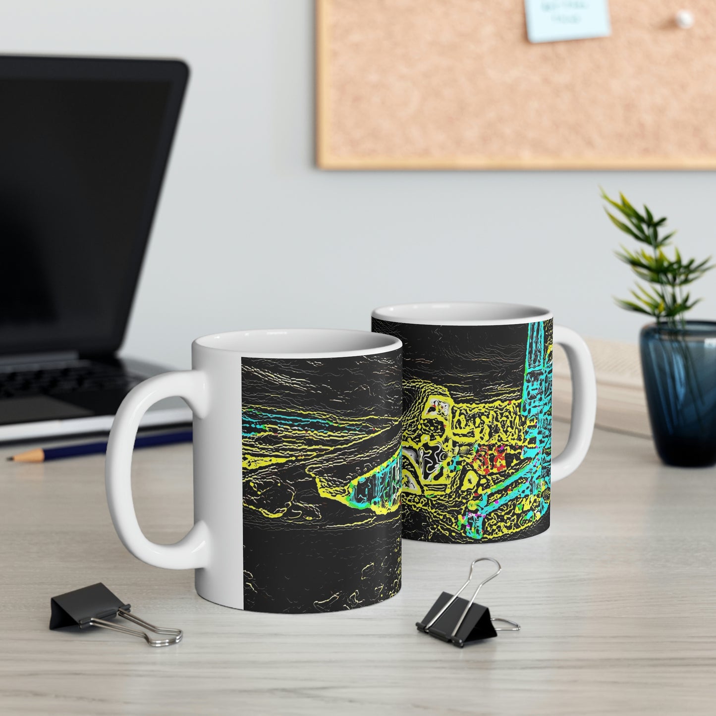 Ceramic Mug 11oz ... "Snow Vehicle In Snow Storm At-Rest" ... Circa 12Mar23 ... Central Idaho ... 18-Hours Rendering Time: Original Works ...