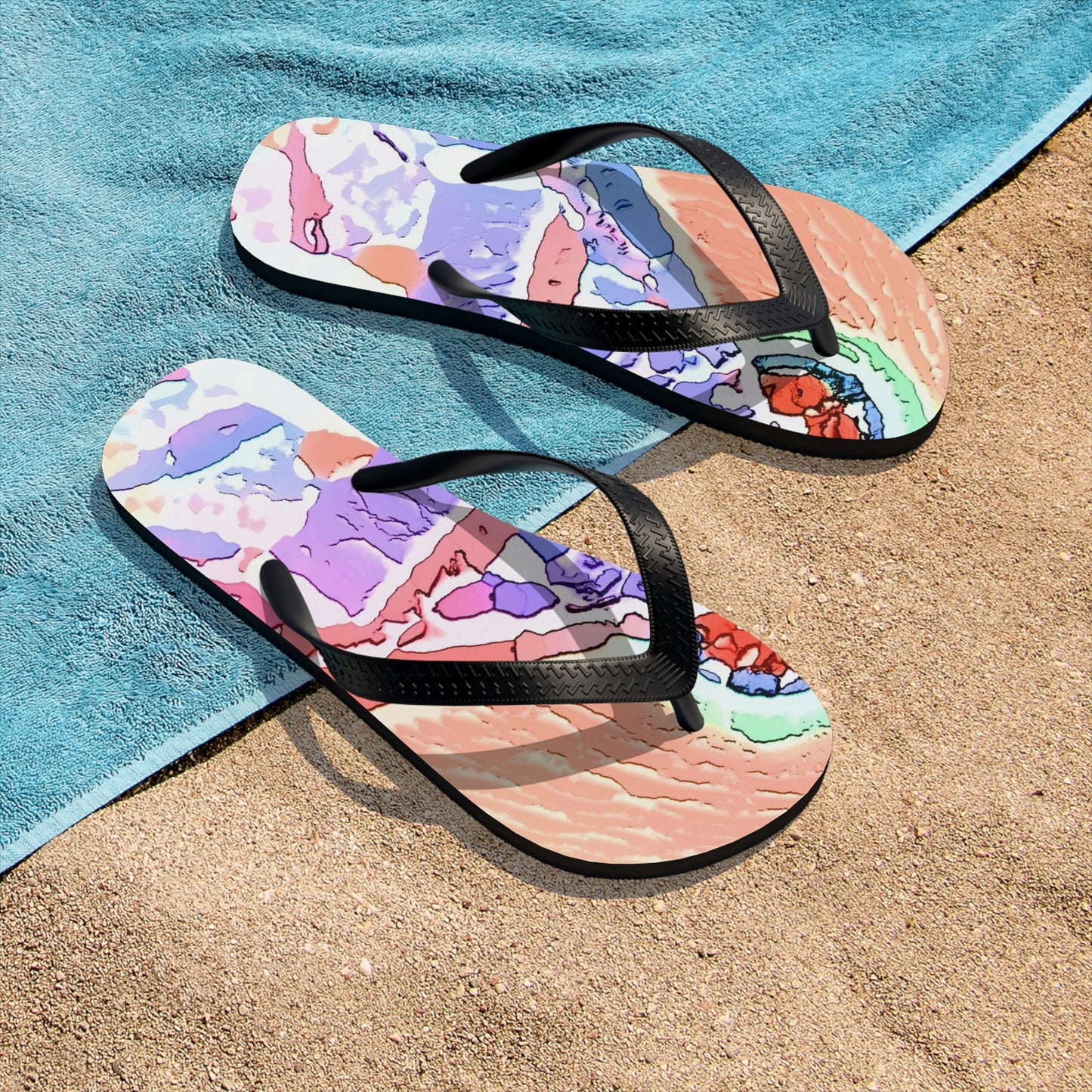 Unisex Flip-Flops ... "Seattle's World Fair" ... Below Space Needle 'Looking Up' ... On A Very Rainy Morning (Father's Family Photo). ... Original ...