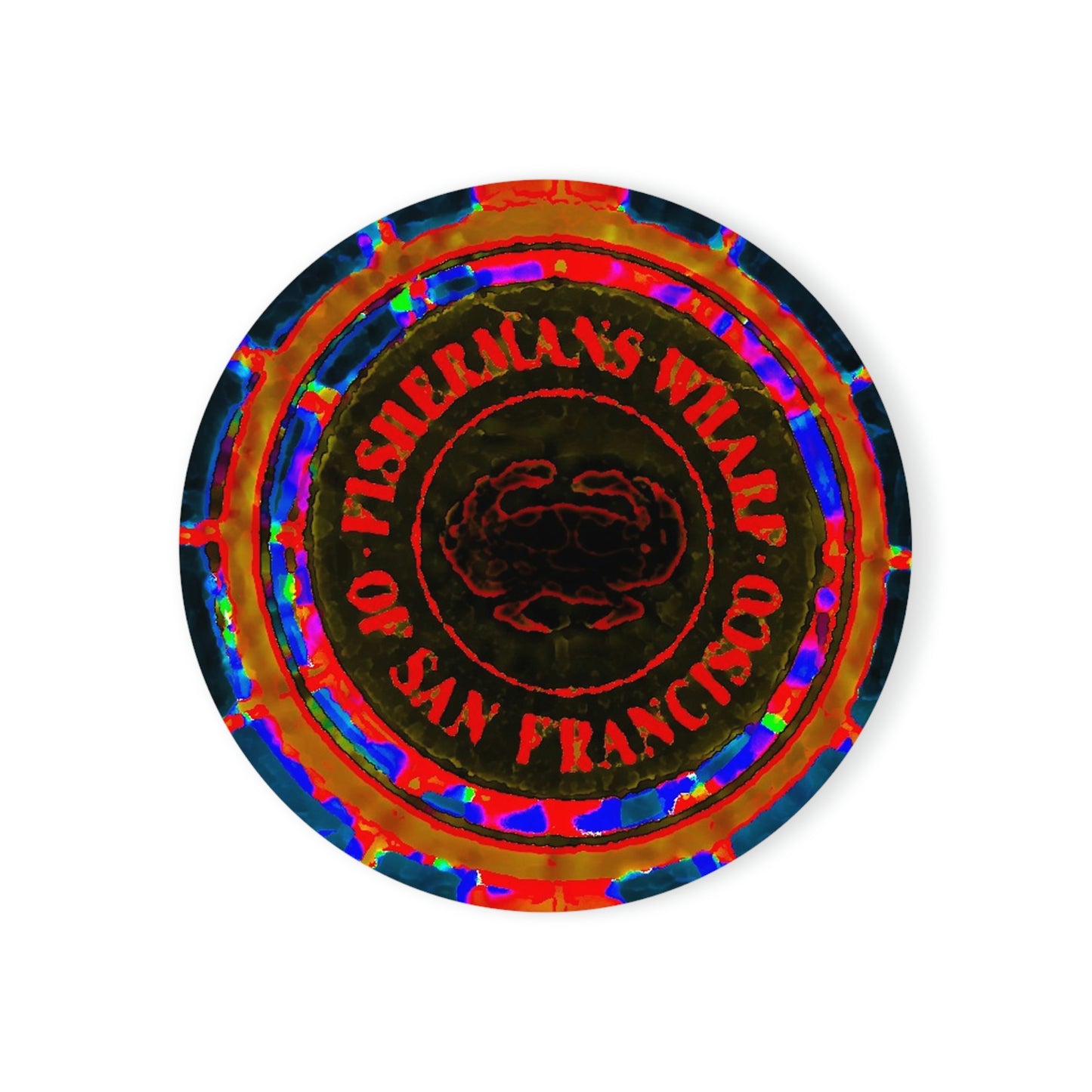 Cork Back Coaster ... "No.9 Fishermen's Grotto - Fishermen's Wharf, SF, California" ... Family Archives: 1970's ... Original Works ...