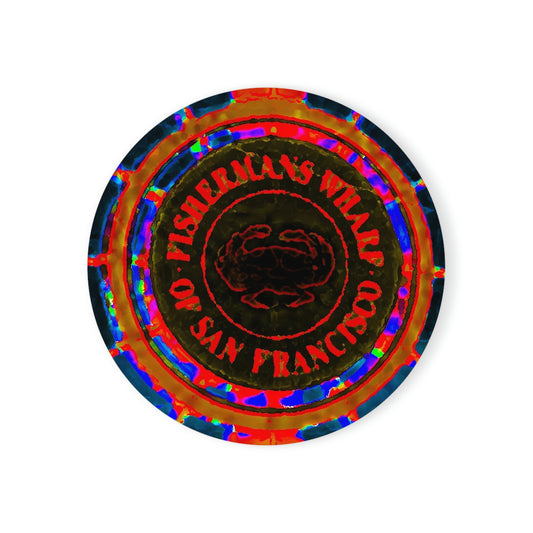 Cork Back Coaster ... "No.9 Fishermen's Grotto - Fishermen's Wharf, SF, California" ... Family Archives: 1970's ... Original Works ...