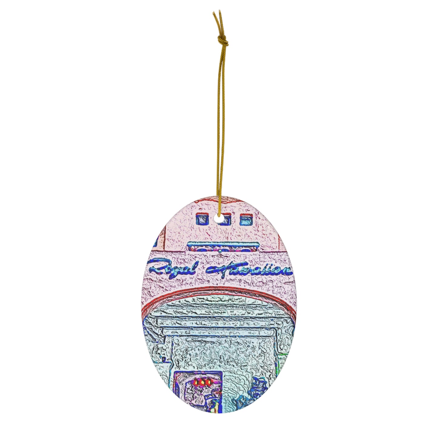 Ceramic Ornament, 1-Pack ... "La Grande Entree" At: 'The Pink Palace' ... The Royal Hawai'ian ... Honolulu, HI ... '27Oct2014' ... Original Works ...