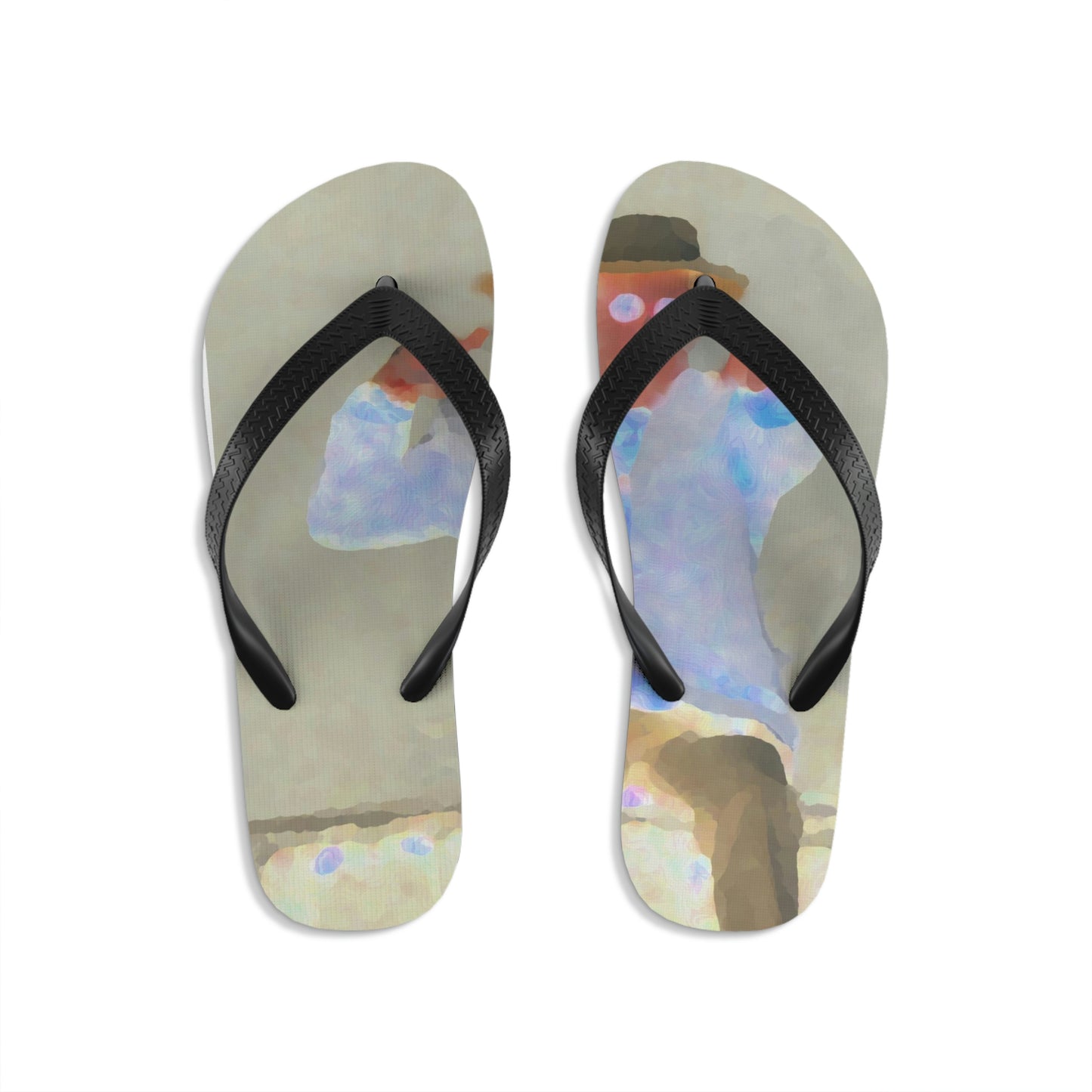 Unisex Flip-Flops ... "Here's To You Friends & Associates" ... Geting-Er-Done ... Idaho / Washington Border (Lewiston, ID - Clarkston, WA) ... Original Works: Rendering Time: 8 Hours ...