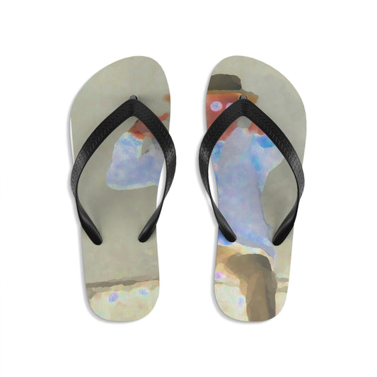 Unisex Flip-Flops ... "Here's To You Friends & Associates" ... Geting-Er-Done ... Idaho / Washington Border (Lewiston, ID - Clarkston, WA) ... Original Works: Rendering Time: 8 Hours ...