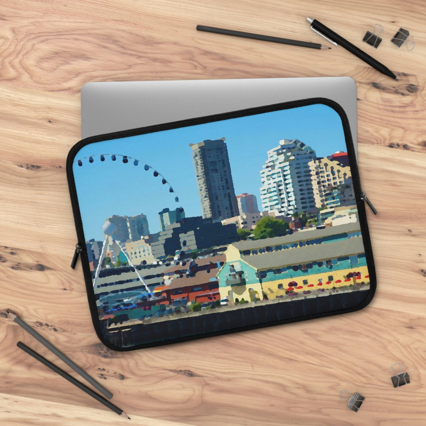 Laptop Sleeve ... That Classic Wheel ... 'Seattle's Wheel' ... & Old Classic Waterside Vendors ...  'Family Archives' ... Original Works ...