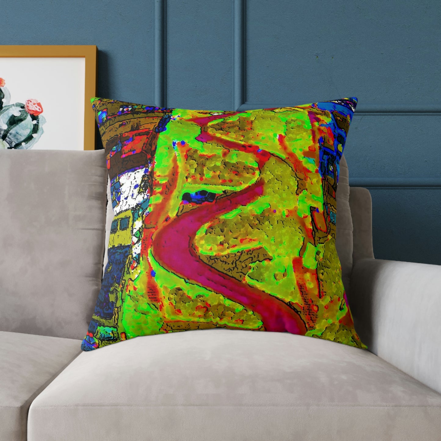 Spun Polyester Pillow ... A Crazy Street ... 'Eight Winding Curve-Switchbacks' ... "Lombard Street, San Francisco, CA' ... Family Archives: 1970's ... Original Works ...