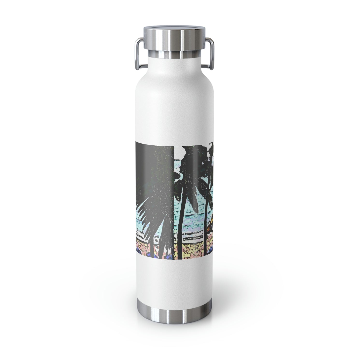 Copper Vacuum Insulated Bottle, 22oz ... "A Beautiful Beach Amongst The Palms" ... The Outrigger Waikiki, Honolulu, Oahu ... Original Works ...