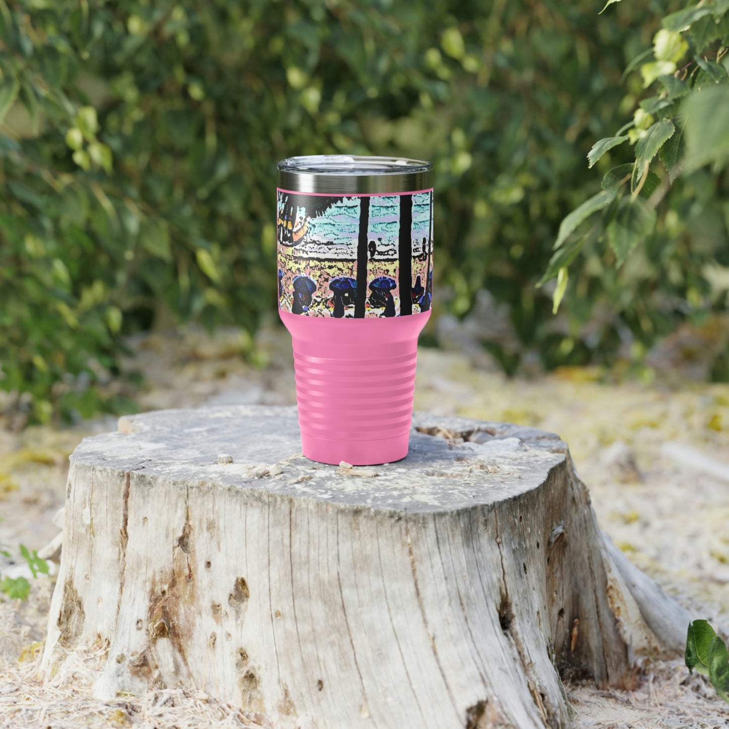 Ringneck Tumbler, 30oz ... "A Beautiful Beach Amongst The Palms" ... The Outrigger Waikiki, Honolulu, Oahu ... Original Works ...