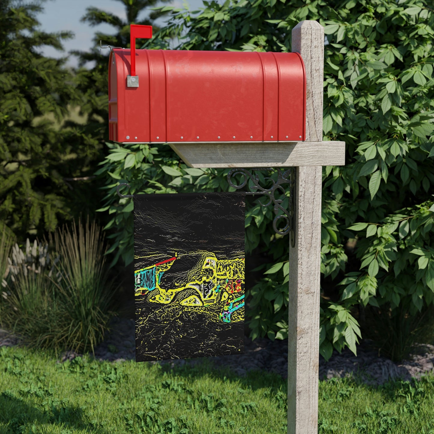 Garden Banner ... "Snow Vehicle In Snow Storm At-Rest" ... Circa 12Mar23 ... Central Idaho ... 18-Hours Rendering Time: Original Works ...