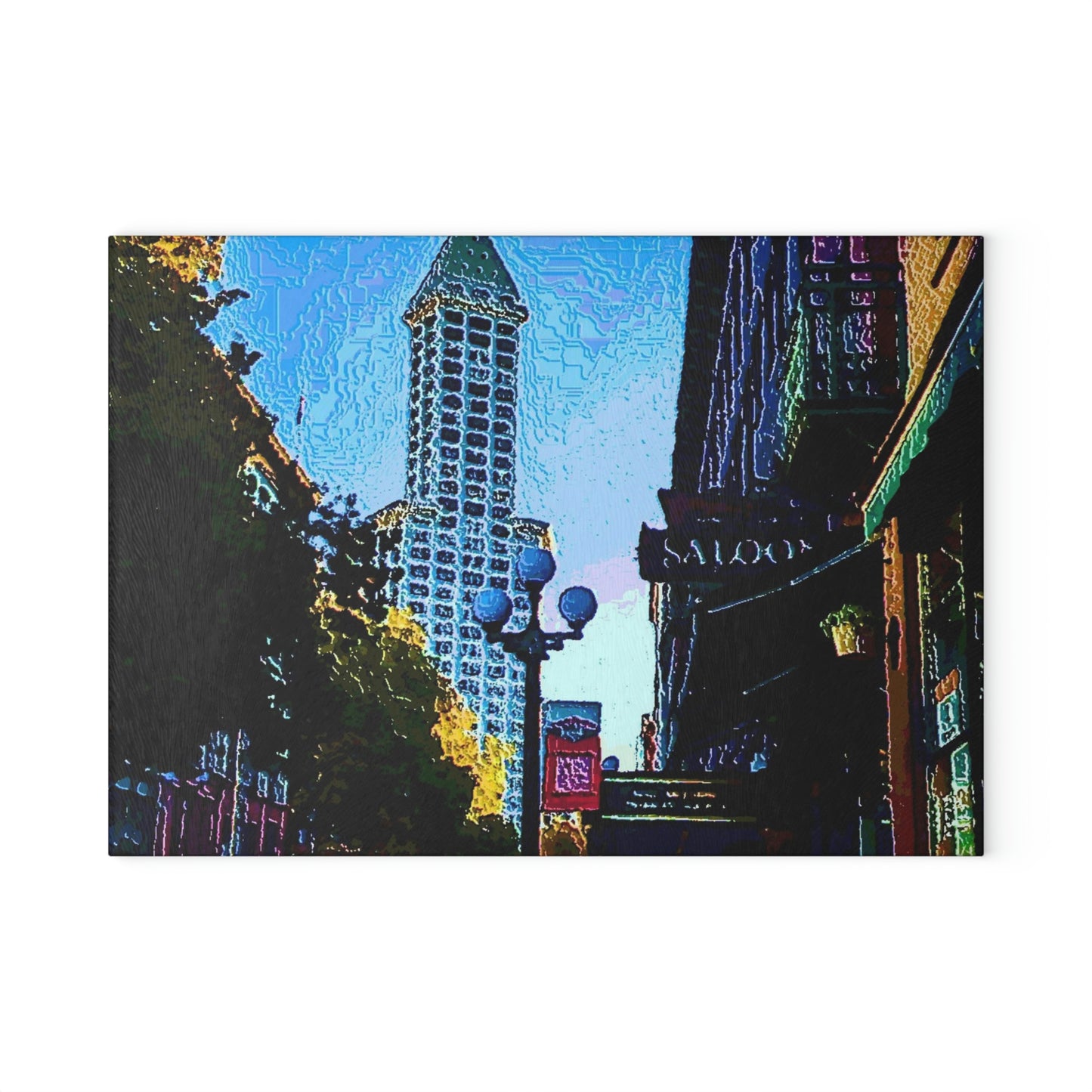Glass Cutting Board ....  Pioneer Square & Smith Tower ... 'That World Famous View' ... Colleague Supplied Photo ... Original Works ...