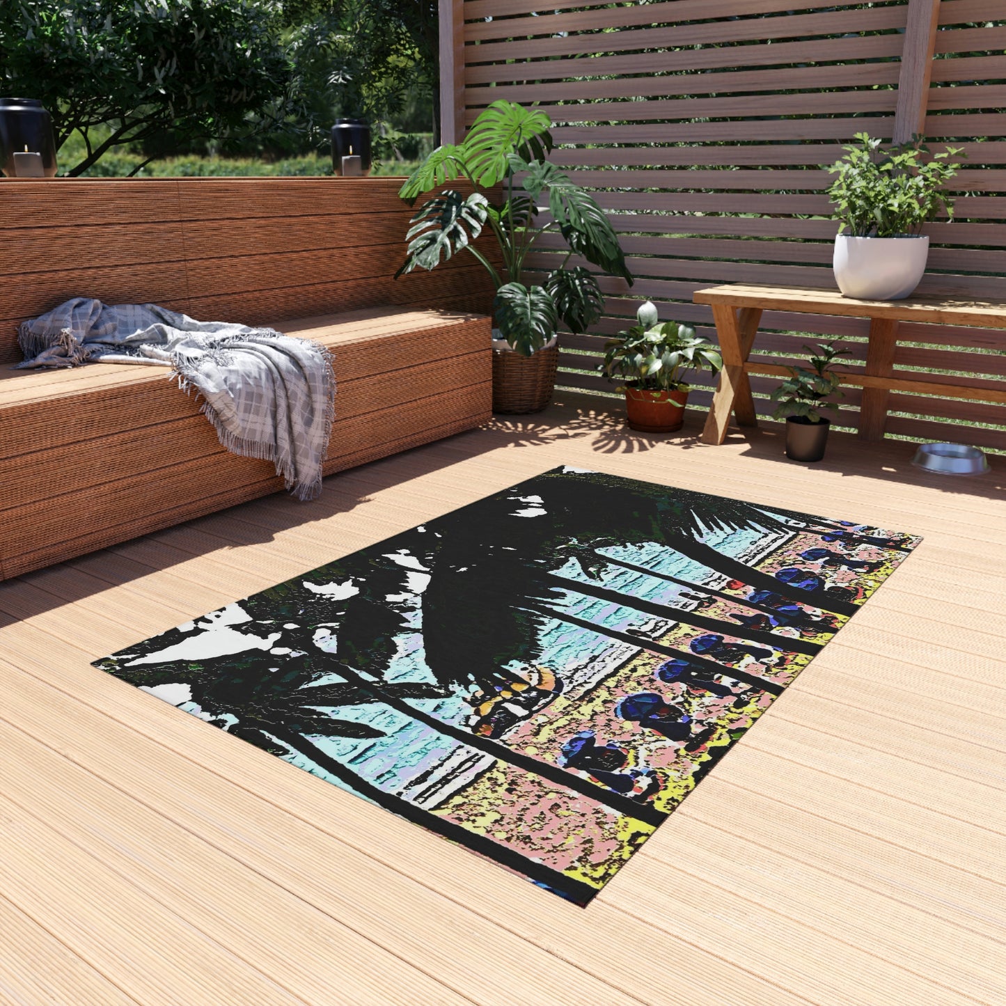 Outdoor Rug ... "A Beautiful Beach Amongst The Palms" ... The Outrigger Waikiki, Honolulu, Oahu ... Original Works ...