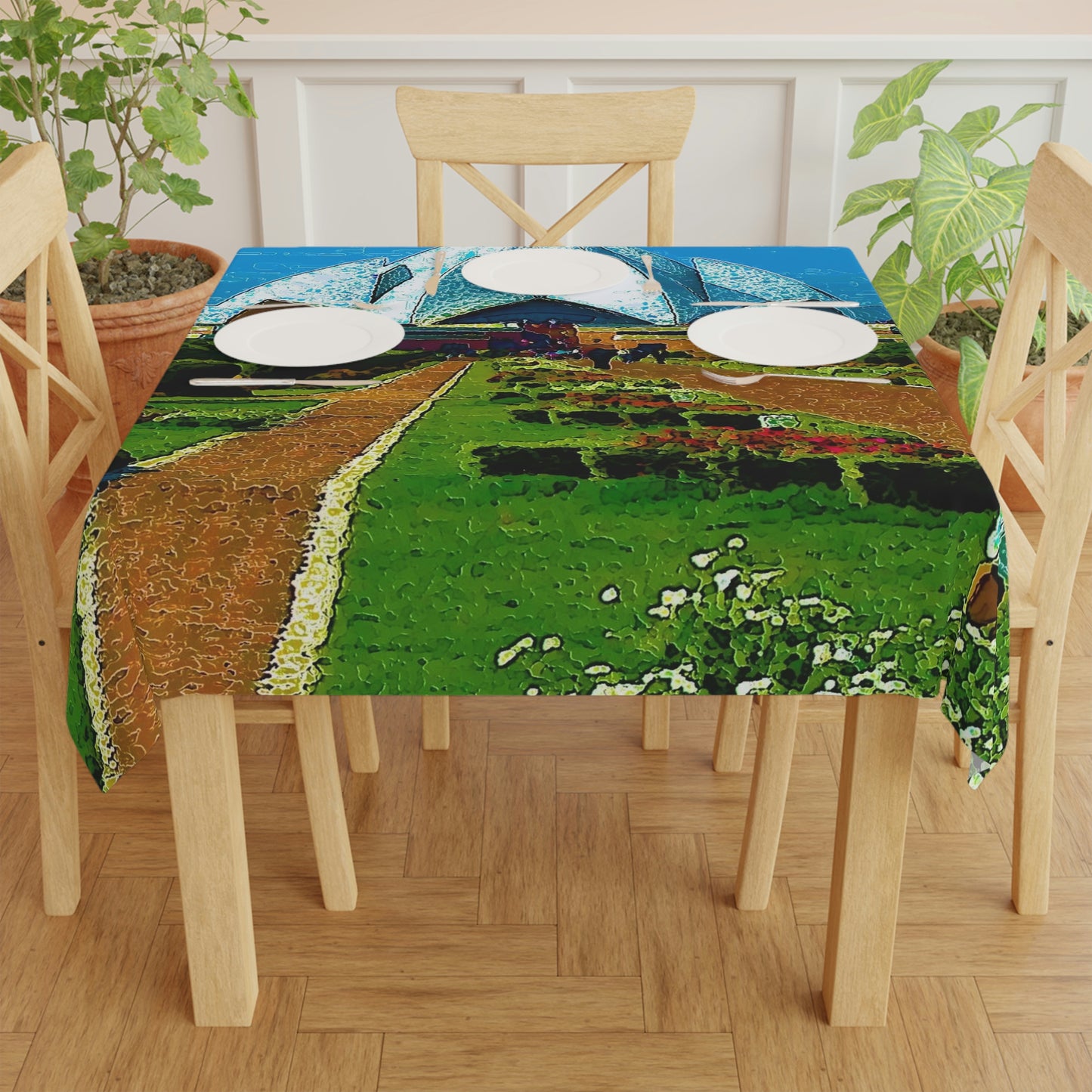 Tablecloth ... 'Bahai'i House-Of-Worship' ... "Lotus Temple: Delhi, India, 2008" ... Original Works ...