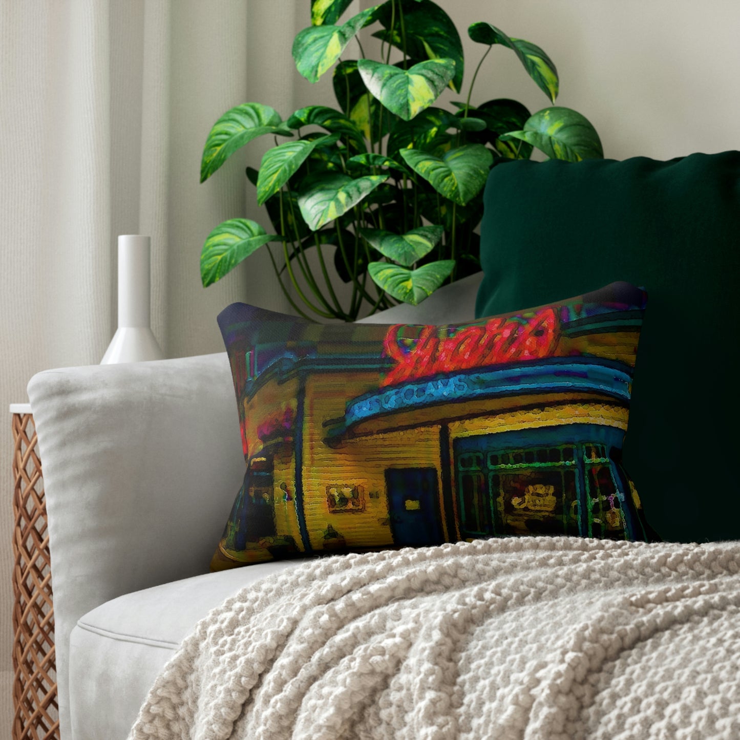Spun Polyester Lumbar Pillow ... In-A-Hurry & Stressed? ... Remember: Keep "Clam" ... Clam_Happy ...  'Ivars: Seattle Waterfront' ... Personal Archives ... Original Works ...