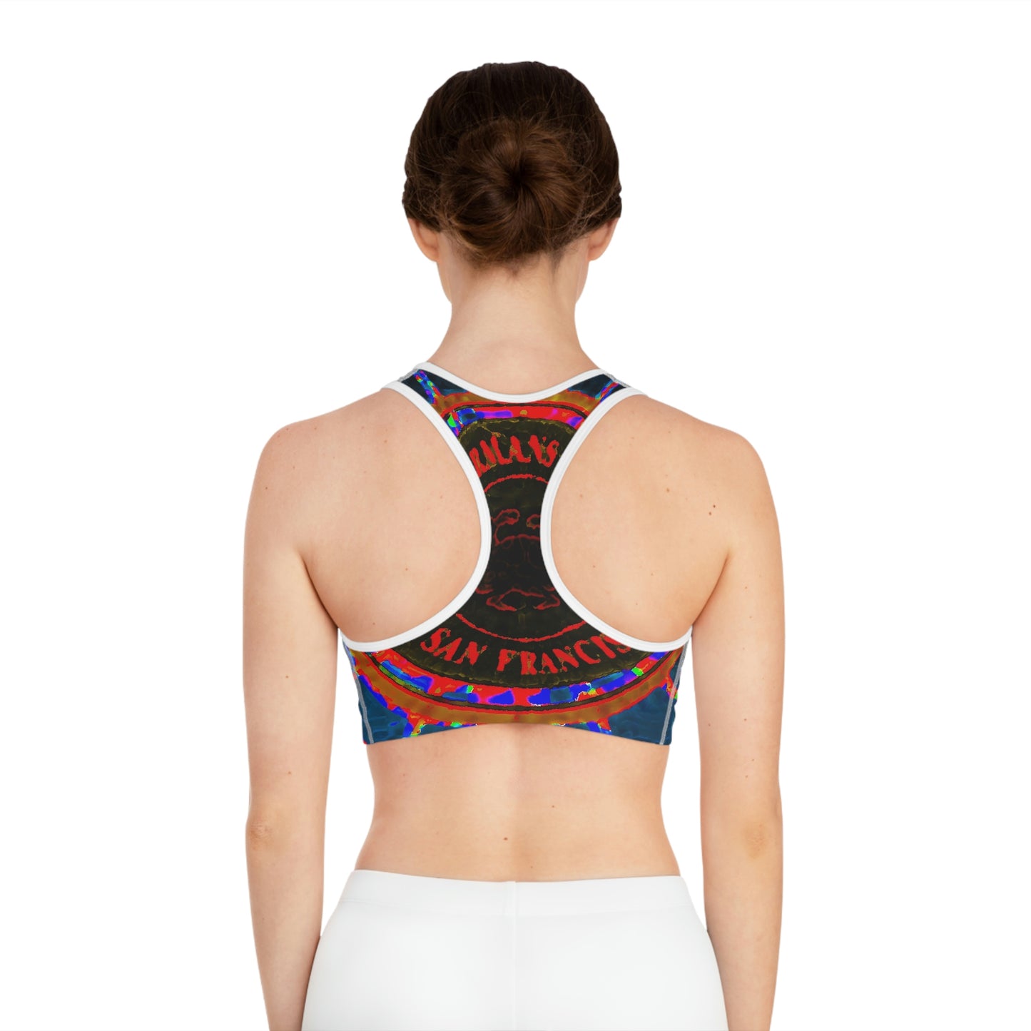 Sports Bra (AOP) ... "No.9 Fishermen's Grotto - Fishermen's Wharf, SF, California" ... Family Archives: 1970's ... Original Works ...