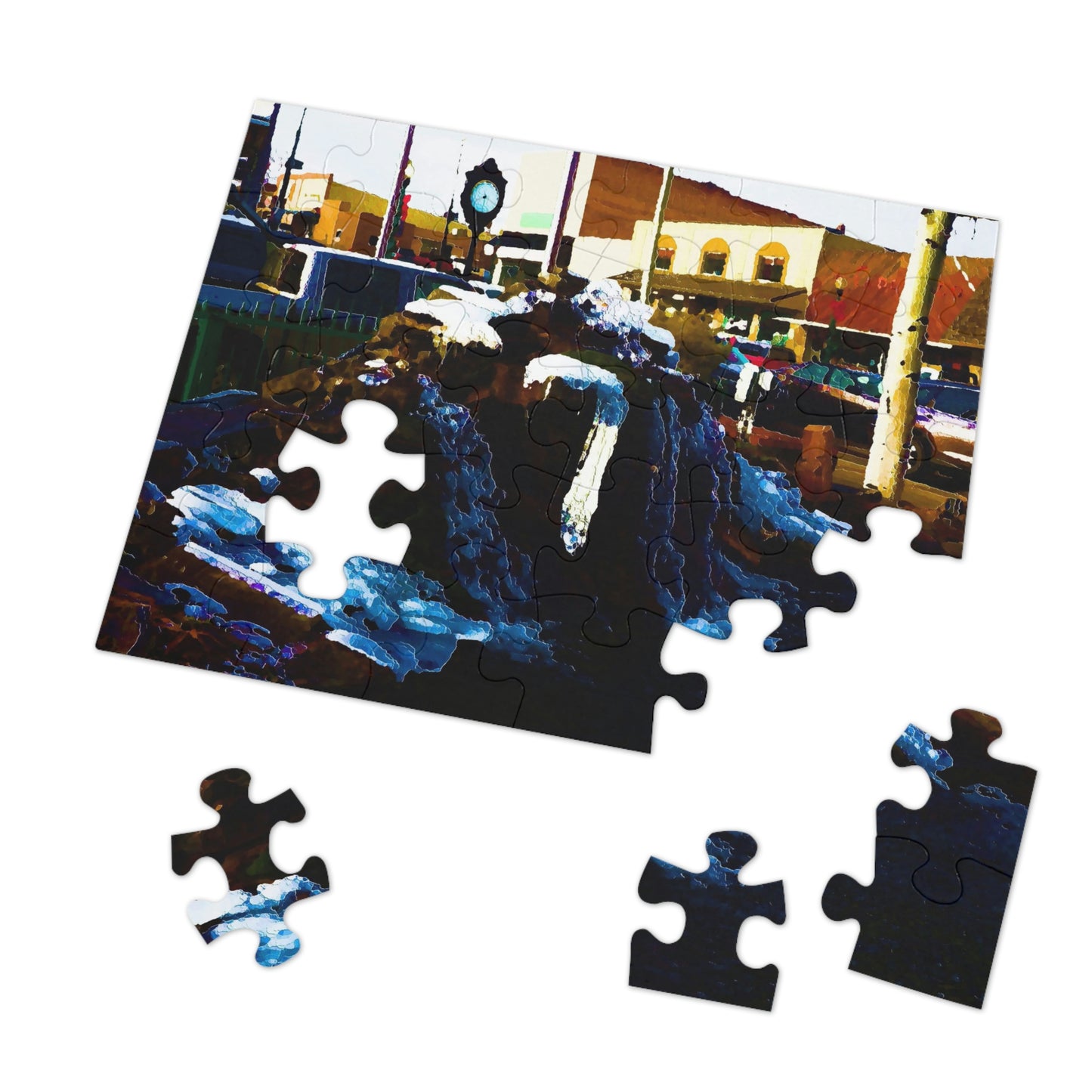 Jigsaw Puzzle (30, 110, 252, 500,1000-Piece) ...  "Ice & Water Sculpted" ... Downtown Grangeville, Idaho ... Adjacent To Irwin Pharmacy ... 5Jan23 ... Original Works ...