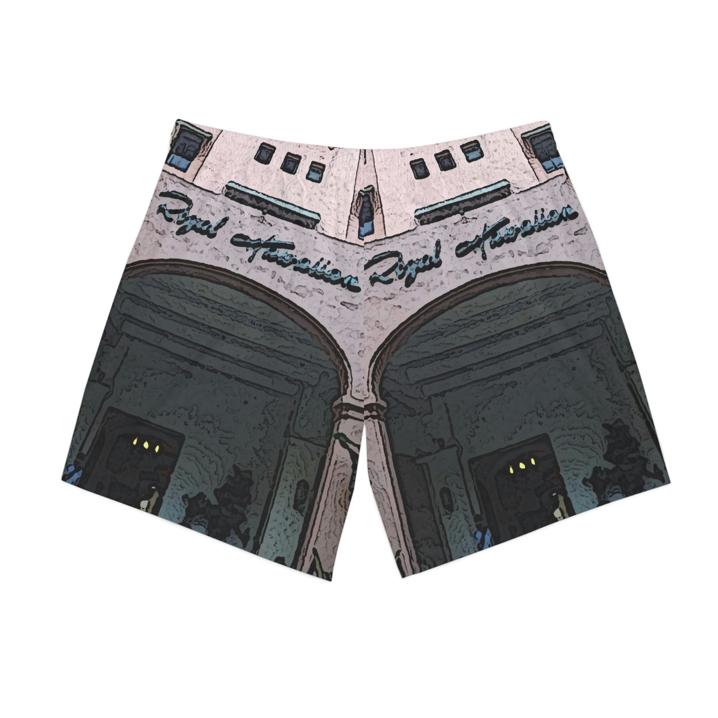 Men's Elastic Beach Shorts (AOP) ...  "La Grande Entree" At: 'The Pink Palace' ... The Royal Hawai'ian ... Honolulu, HI ... '27Oct2014' ... Original Works ...