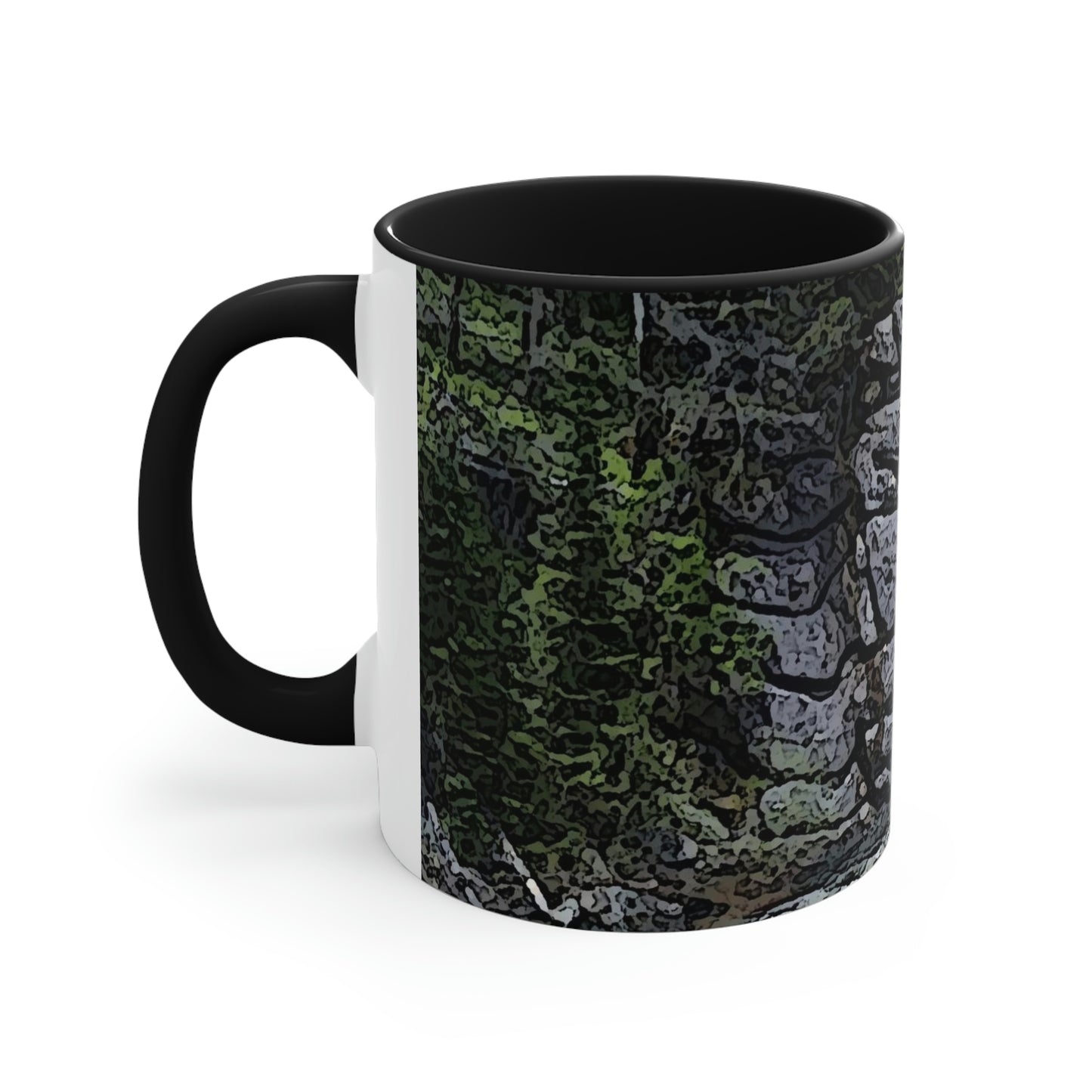Accent Coffee Mug, 11oz ..."I Am Innocent" ... Tricky-Dick Immortalized ... Nixon Rock: Along The River ... Central Idaho, Summer 2020 ... Original Works ...