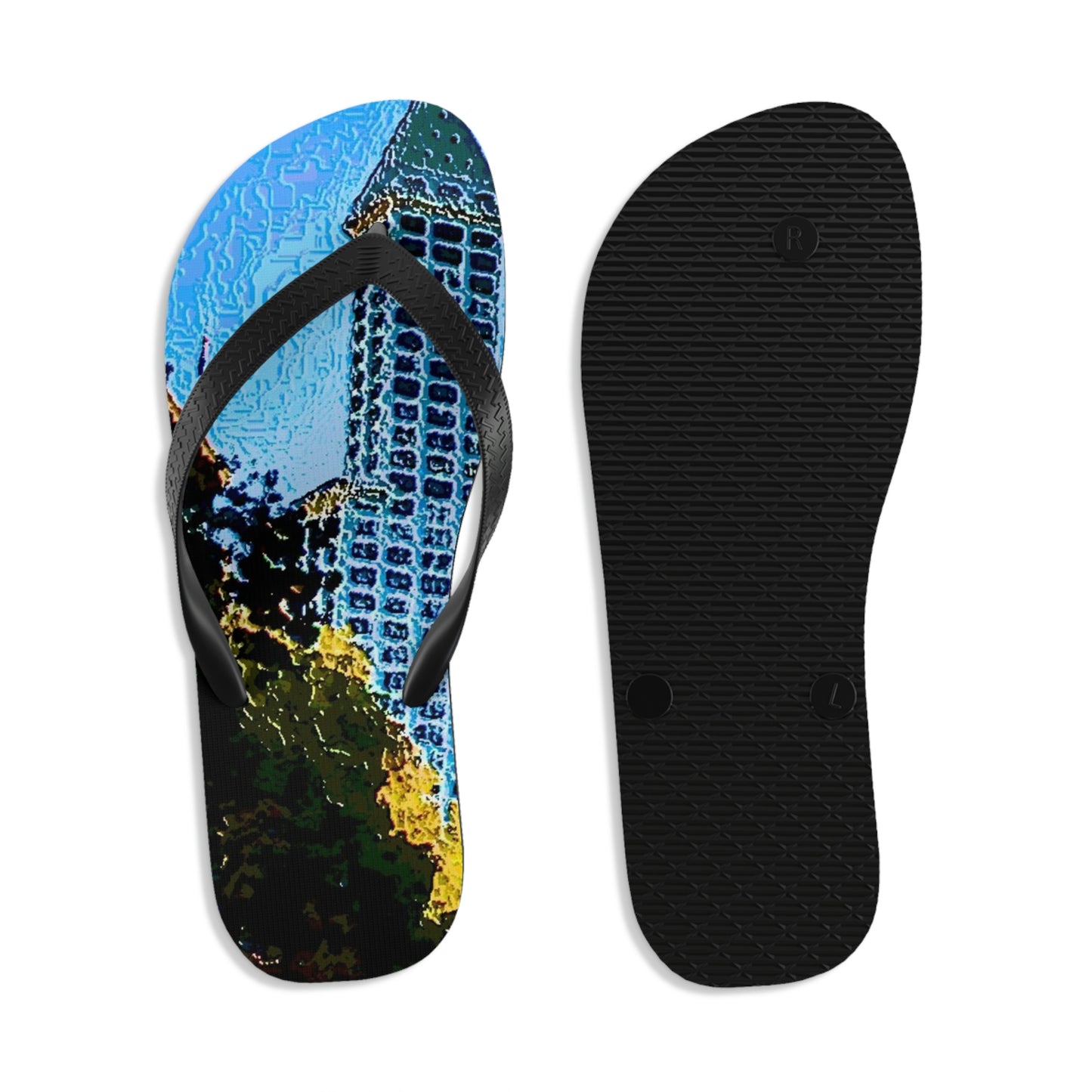 Unisex Flip-Flops ...  Pioneer Square & Smith Tower ... 'That World Famous View' ... Colleague Supplied Photo ... Original Works ...