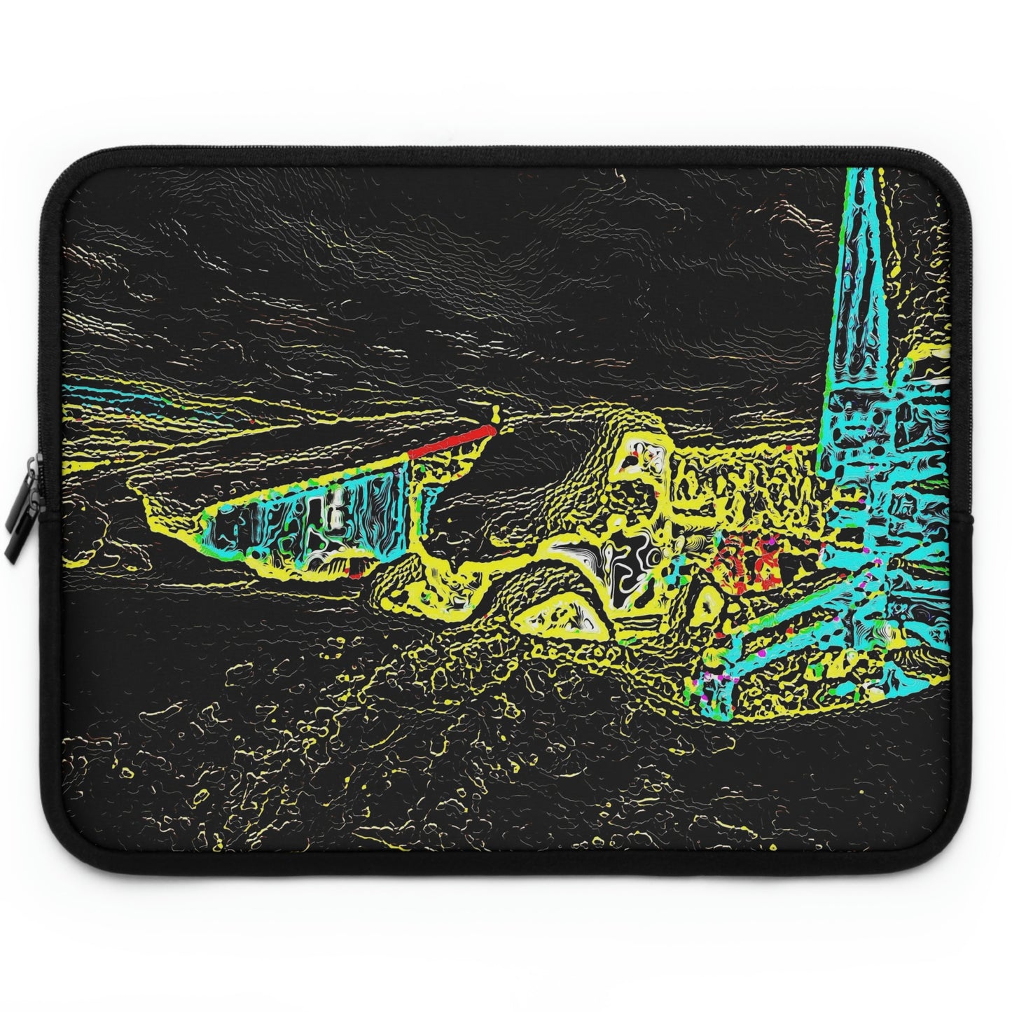 Laptop Sleeve ... "Snow Vehicle In Snow Storm At-Rest" ... Circa 12Mar23 ... Central Idaho ... 18-Hours Rendering Time: Original Works ...