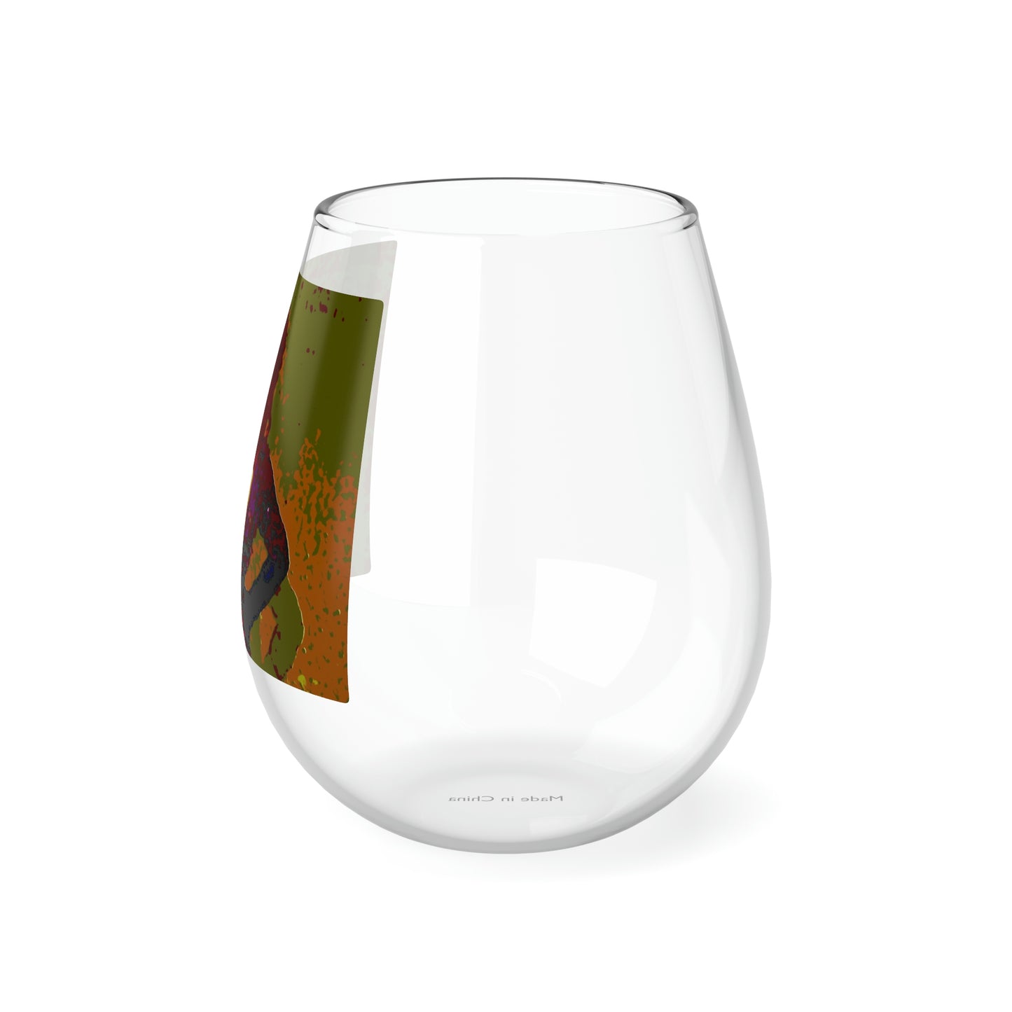 Stemless Wine Glass, 11.75oz ...  A Colleague Overseas ... 'Enjoying A Fag' ... Original Works ... "April Fools 2023" ... Hot-Tranny-Smoke ...