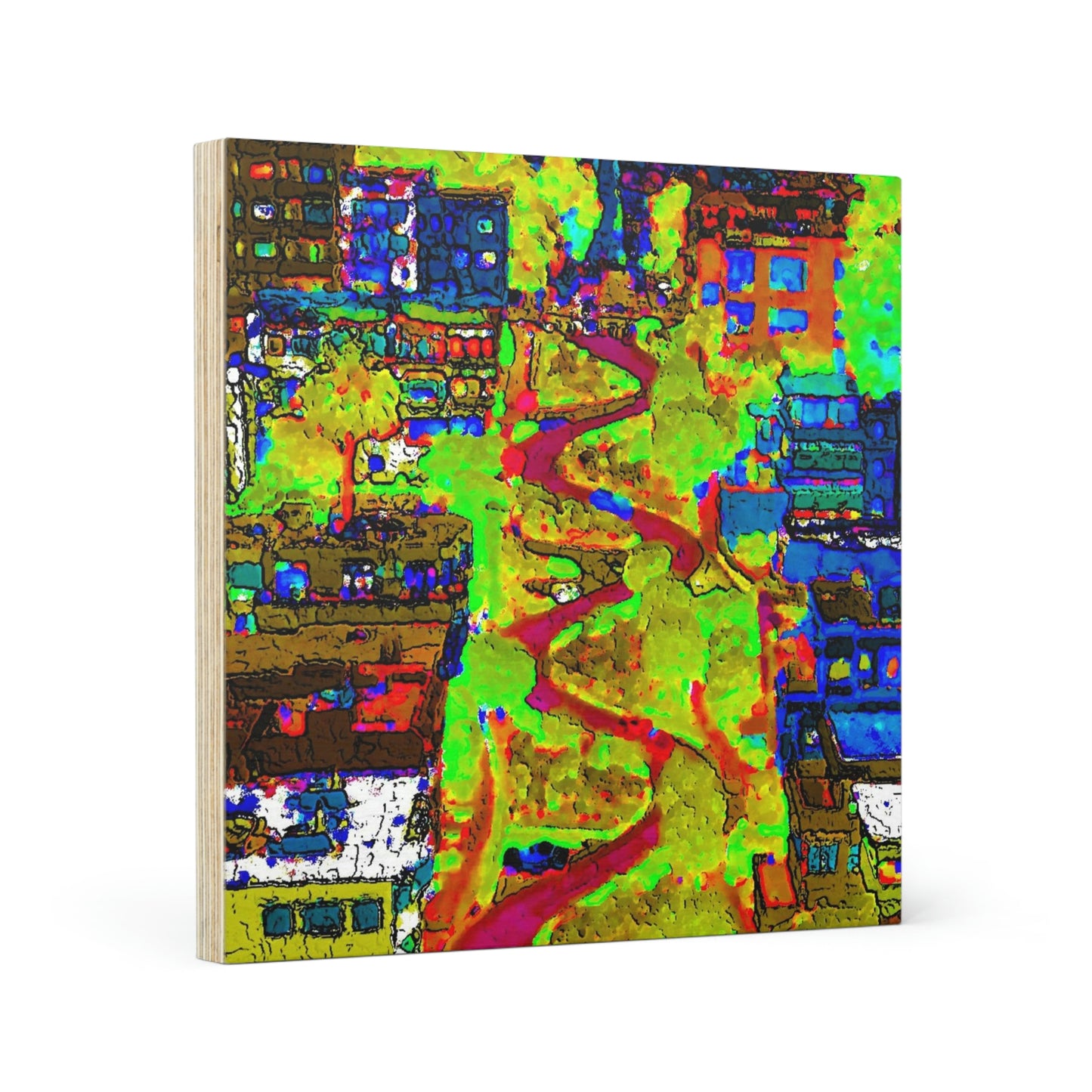 Wood Canvas ... A Crazy Street ... 'Eight Winding Curve-Switchbacks' ... "Lombard Street, San Francisco, CA' ... Family Archives: 1970's ... Original Works ...
