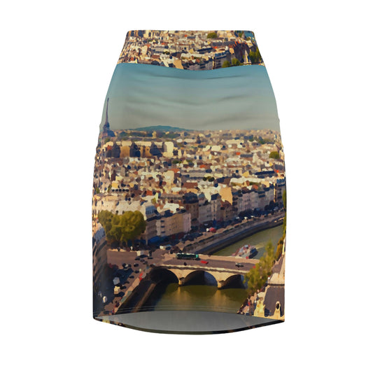 Women's Pencil Skirt ... Au Paris ... "Along The River Seine" ... Barbara Joan Bonnell-Holt: 1972 ... Original Works ..