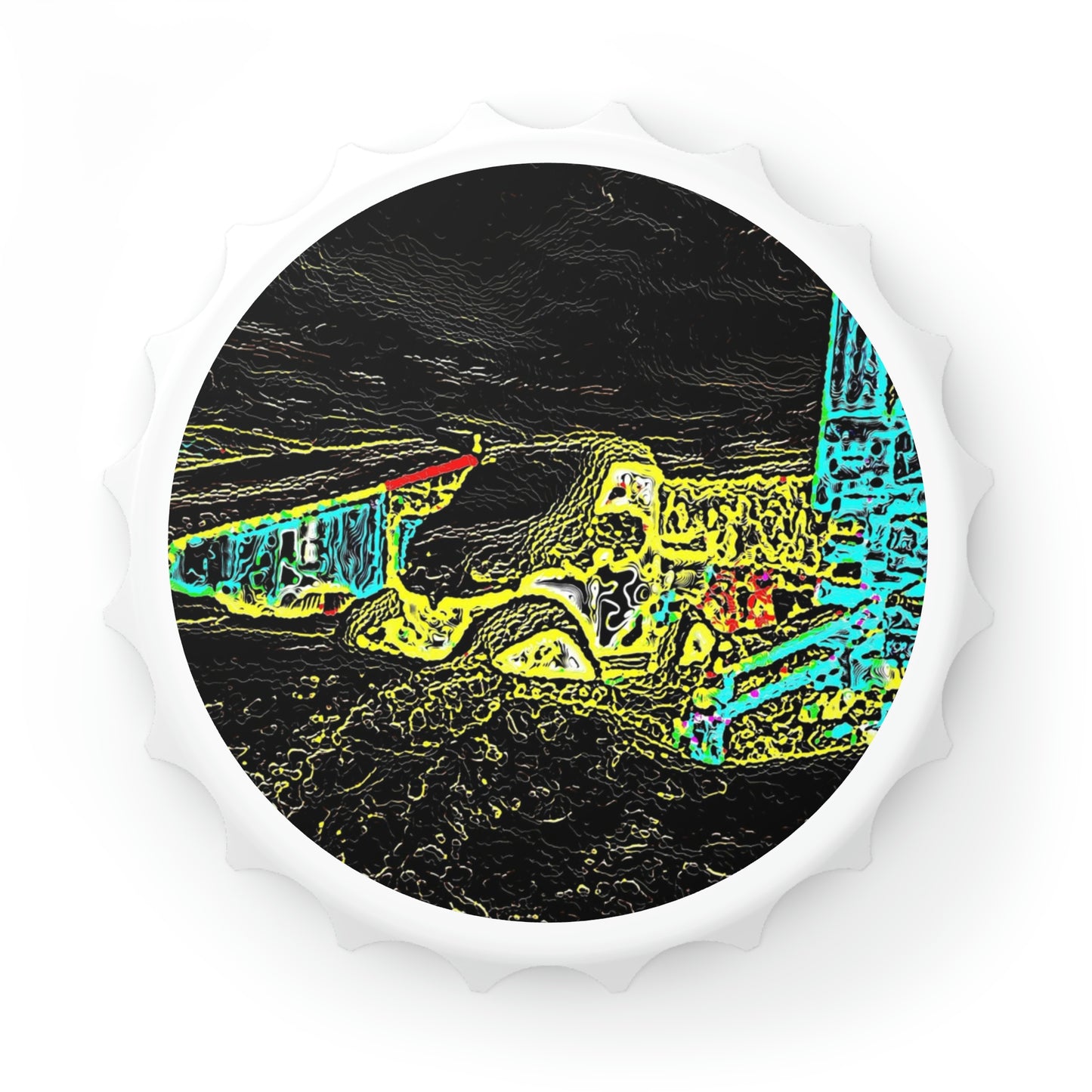 Bottle Opener ... "Snow Vehicle In Snow Storm At-Rest" ... Circa 12Mar23 ... Central Idaho ... 18-Hours Rendering Time: Original Works ...