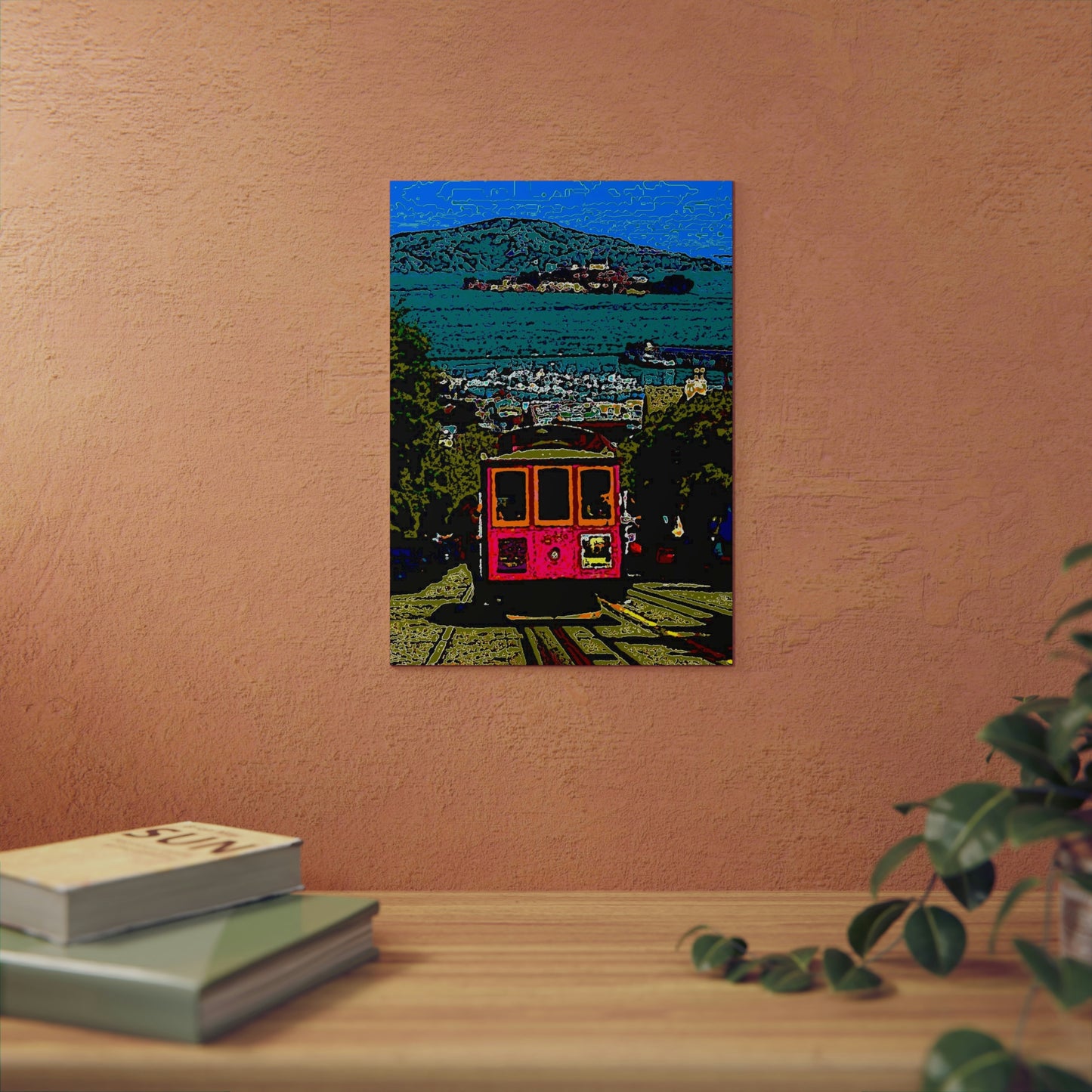 Aluminum Composite Panels ... San Francisco ... 'A Rice-A-Roni-Treat' ... Family Archives ... Cable Car Descends Hill Towards Alcatraz Island ... Original Works ...