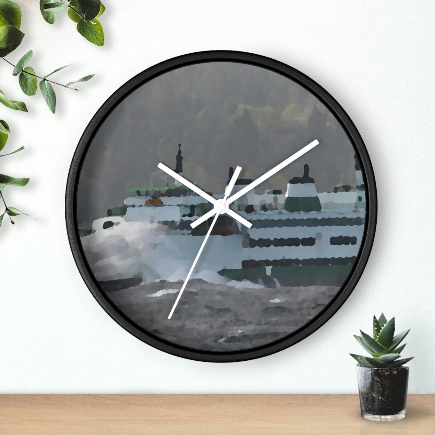 Wall clock ... WADOT Ferry Crossing ... "A Very Rough Day" ... Mulkiteo Route ... Family Archives ... Early 1990's' ... Original Works ...