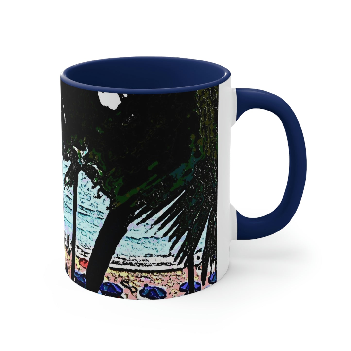 Accent Coffee Mug, 11oz ... "A Beautiful Beach Amongst The Palms" ... The Outrigger Waikiki, Honolulu, Oahu ... Original Works ...