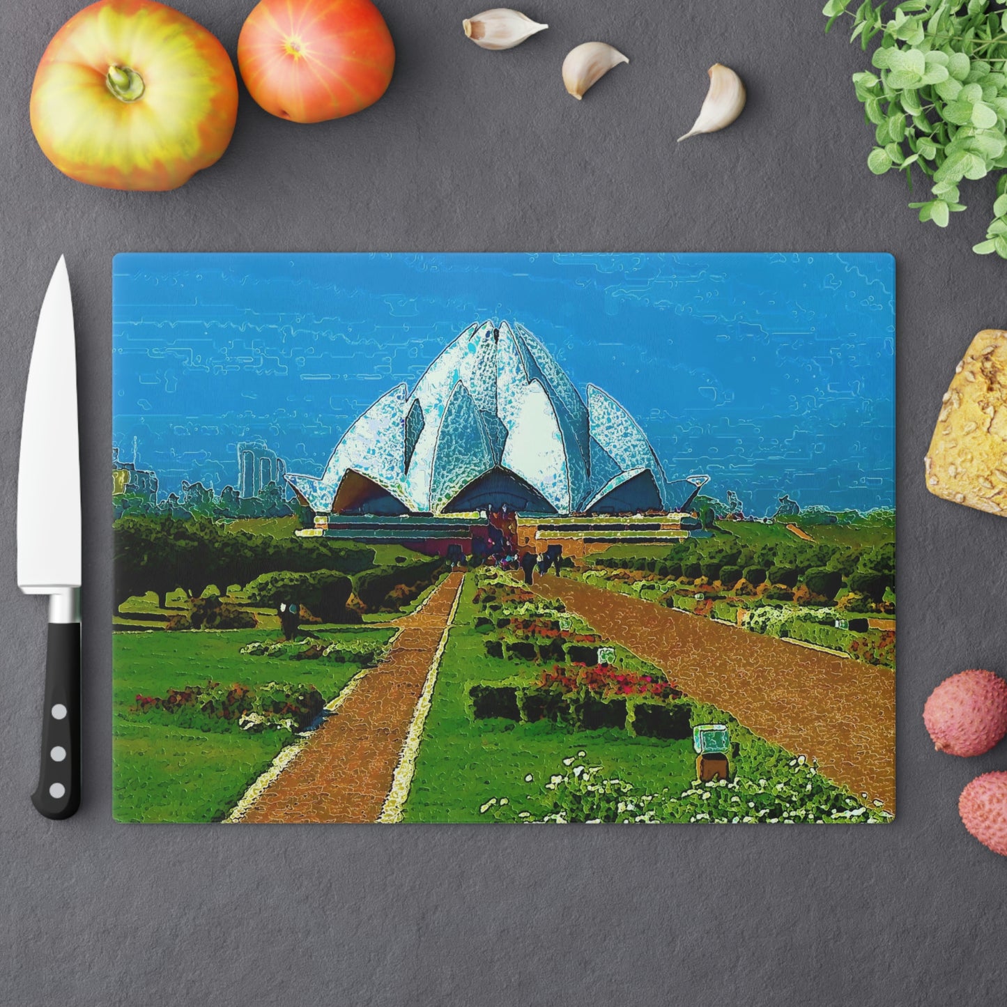 Cutting Board ... 'Bahai'i House-Of-Worship' ... "Lotus Temple: Delhi, India, 2008" ... Original Works ...