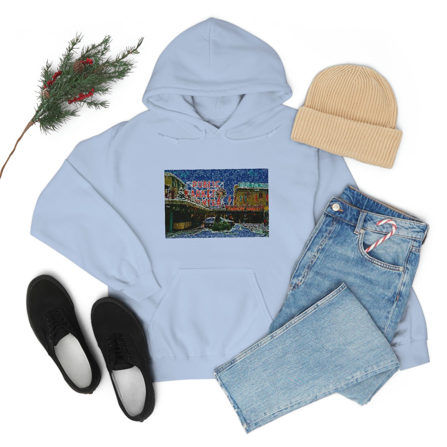 Unisex Heavy Blend™ Hooded Sweatshirt ... Pike Place Market: 'The Public Market', Seattle, Washington. Circa Fall 2013 ...