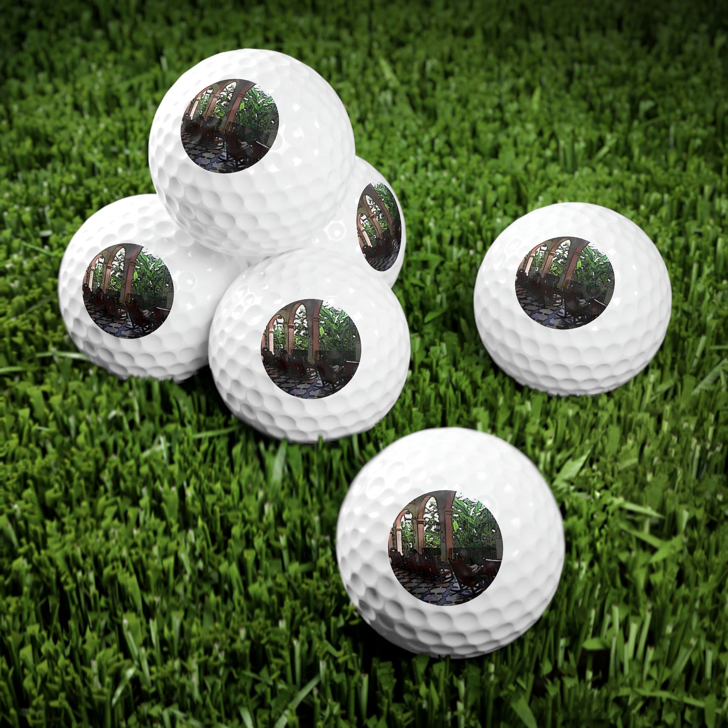 Golf Balls, 6pcs ... Lanai & Rocking Chairs At: 'The Pink Palace' ... The Royal Hawai'ian ... Honolulu, HI ... '27Oct2014' ... Original Works ...