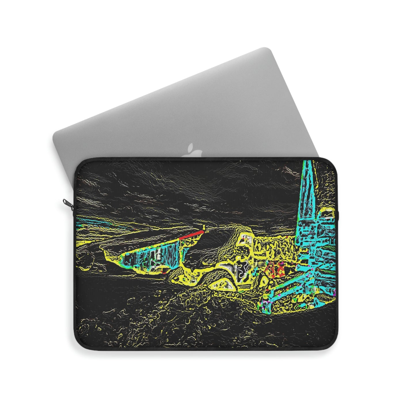 Laptop Sleeve ... "Snow Vehicle In Snow Storm At-Rest" ... Circa 12Mar23 ... Central Idaho ... 18-Hours Rendering Time: Original Works ...