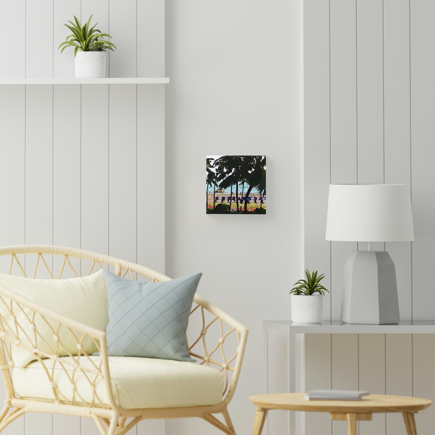Wood Canvas ... "A Beautiful Beach Amongst The Palms" ... The Outrigger Waikiki, Honolulu, Oahu ... Original Works ...