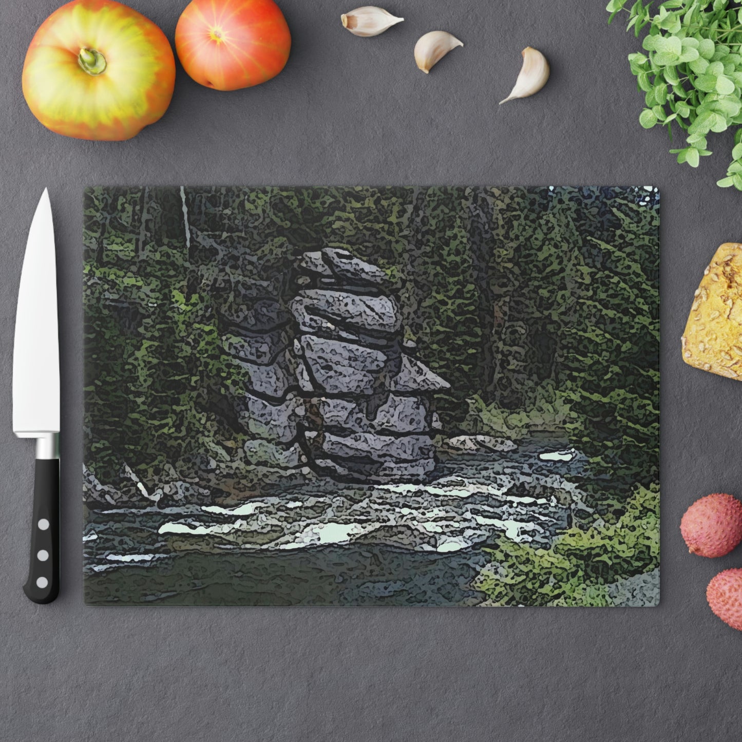 Cutting Board ..."I Am Innocent" ... Tricky-Dick Immortalized ... Nixon Rock: Along The River ... Central Idaho, Summer 2020 ... Original Works ...