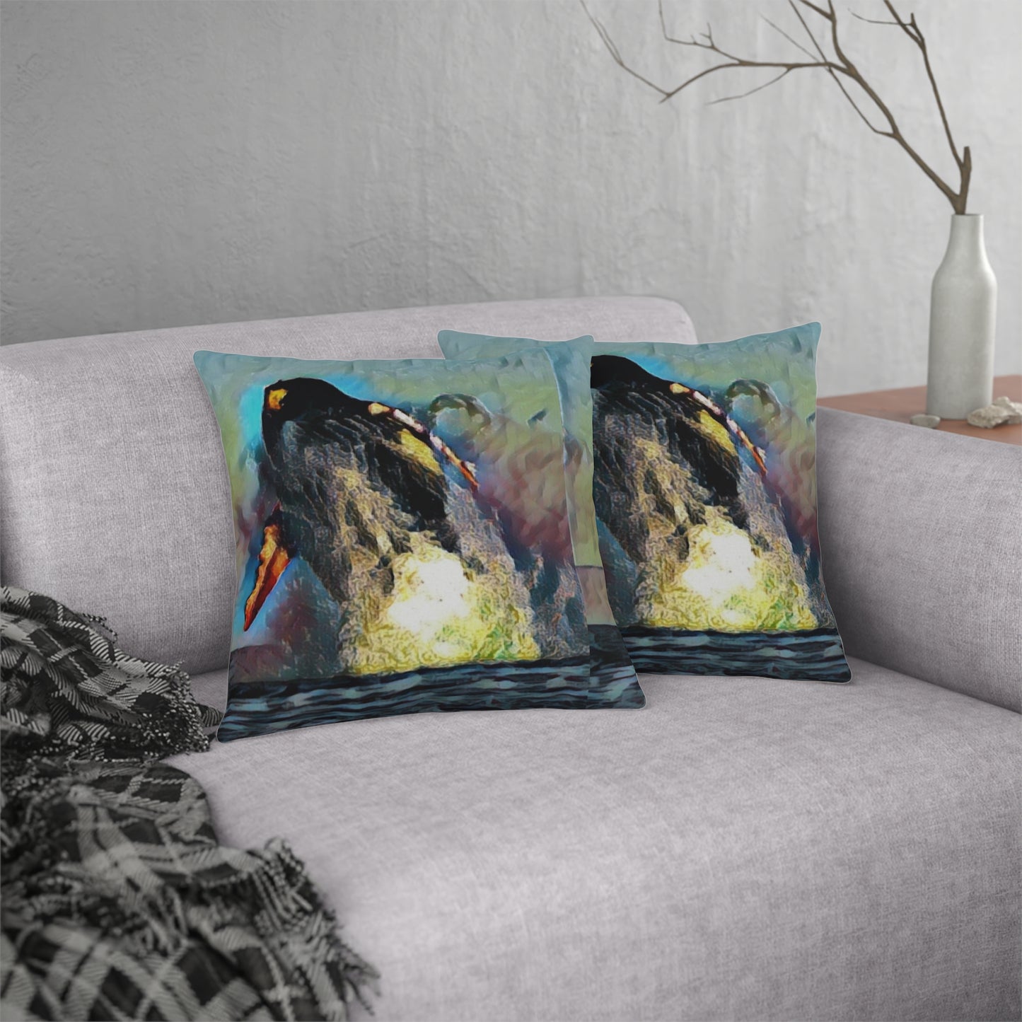 Waterproof Pillows ... An Extraordinary Humpback Breach ... 'With Explosive Energy' ... Family Archives (KPH) ... Circa: 21st Century. Maui, HI ... Original Works ...