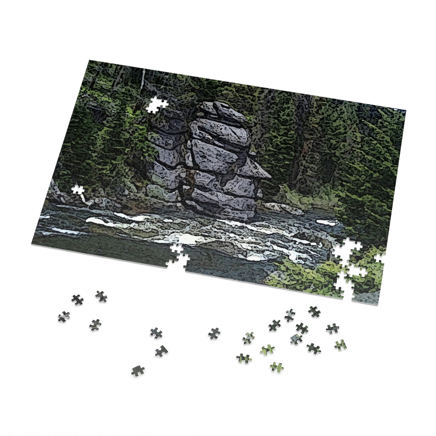 Jigsaw Puzzle (30, 110, 252, 500,1000-Piece) ..."I Am Innocent" ... Tricky-Dick Immortalized ... Nixon Rock: Along The River ... Central Idaho, Summer 2020 ... Original Works ...