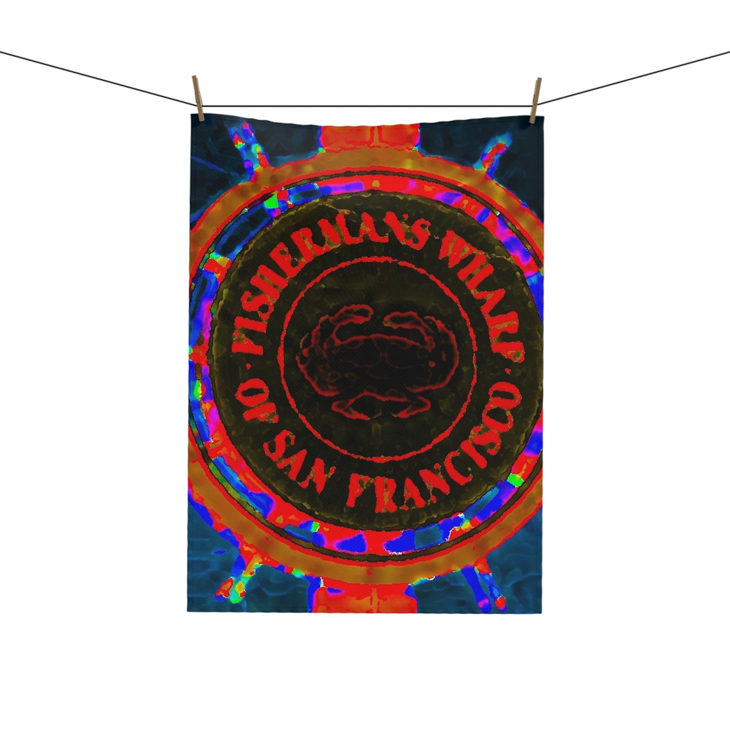 Tea & Kitchen Towel ... "No.9 Fishermen's Grotto - Fishermen's Wharf, SF, California" ... Family Archives: 1970's ... Original Works ...