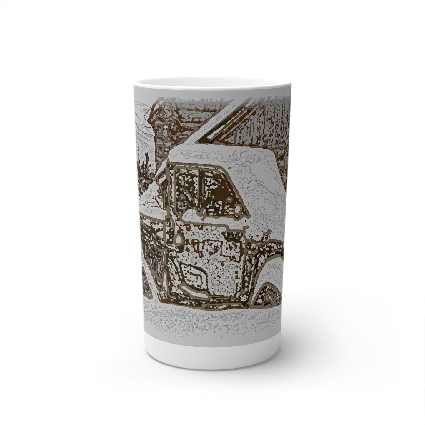 Conical Coffee Mugs (3oz, 8oz, 12oz) ... After An Intense Snow Storm ... 'Digging Out' ... A Vehicle & Cabin "In The Mountains" ... March 2023 ... Original Works ...