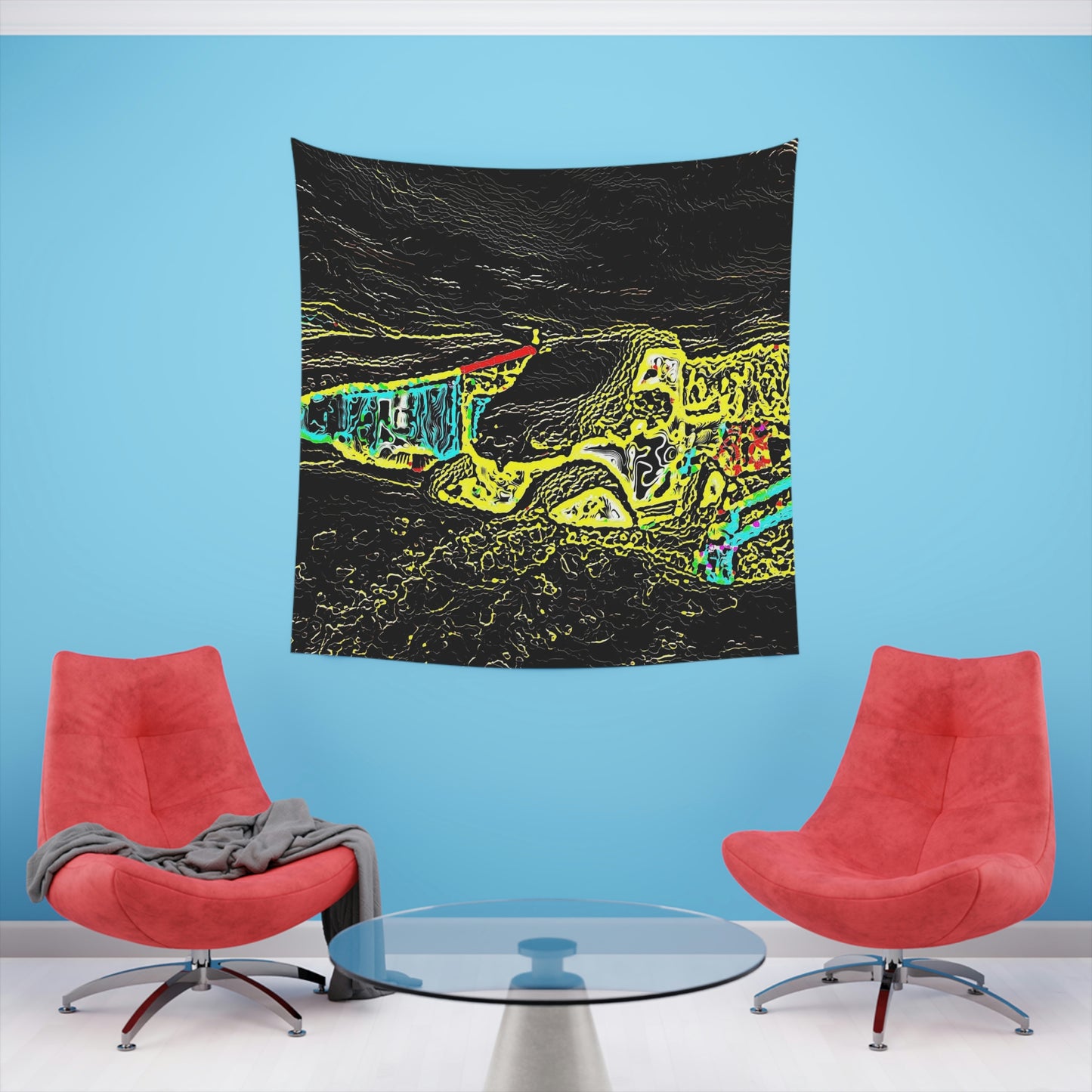Printed Wall Tapestry ... "Snow Vehicle In Snow Storm At-Rest" ... Circa 12Mar23 ... Central Idaho ... 18-Hours Rendering Time: Original Works ...