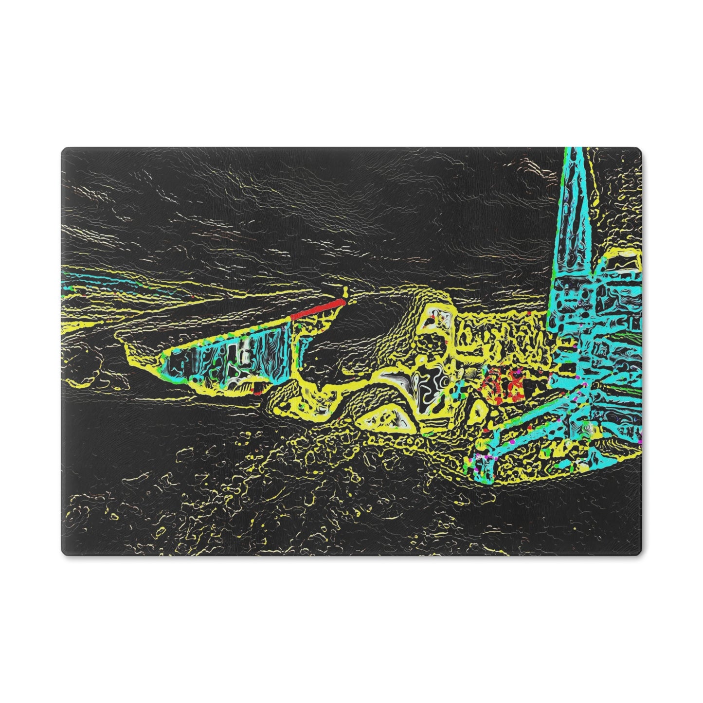 Cutting Board ... "Snow Vehicle In Snow Storm At-Rest" ... Circa 12Mar23 ... Central Idaho ... 18-Hours Rendering Time: Original Works ...