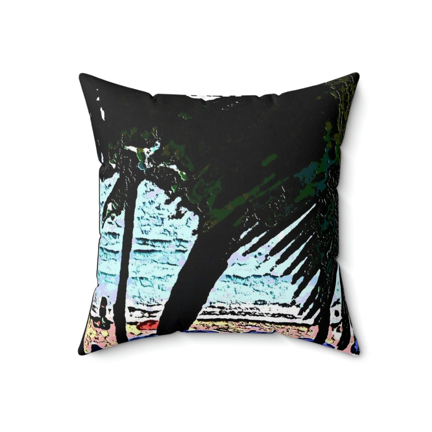 Faux Suede Square Pillow ... "A Beautiful Beach Amongst The Palms" ... The Outrigger Waikiki, Honolulu, Oahu ... Original Works ...