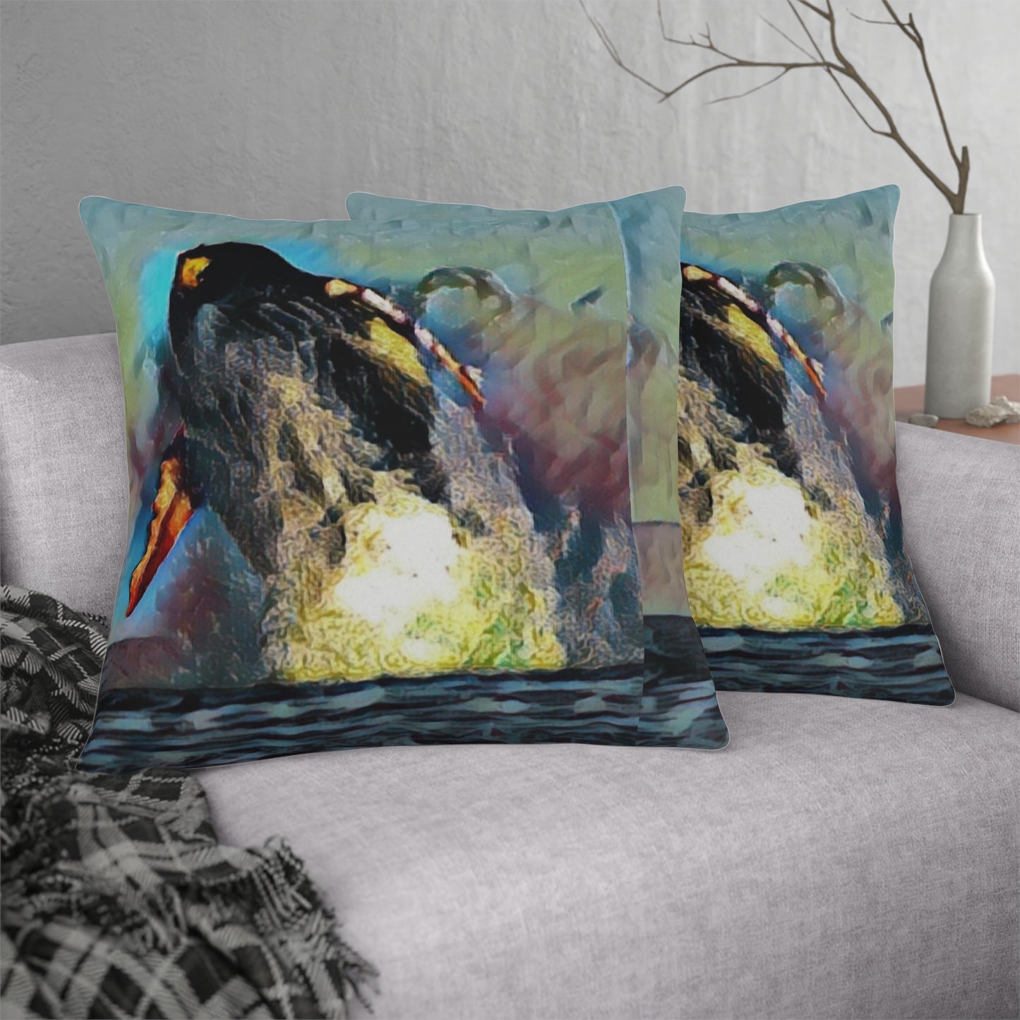 Waterproof Pillows ... An Extraordinary Humpback Breach ... 'With Explosive Energy' ... Family Archives (KPH) ... Circa: 21st Century. Maui, HI ... Original Works ...