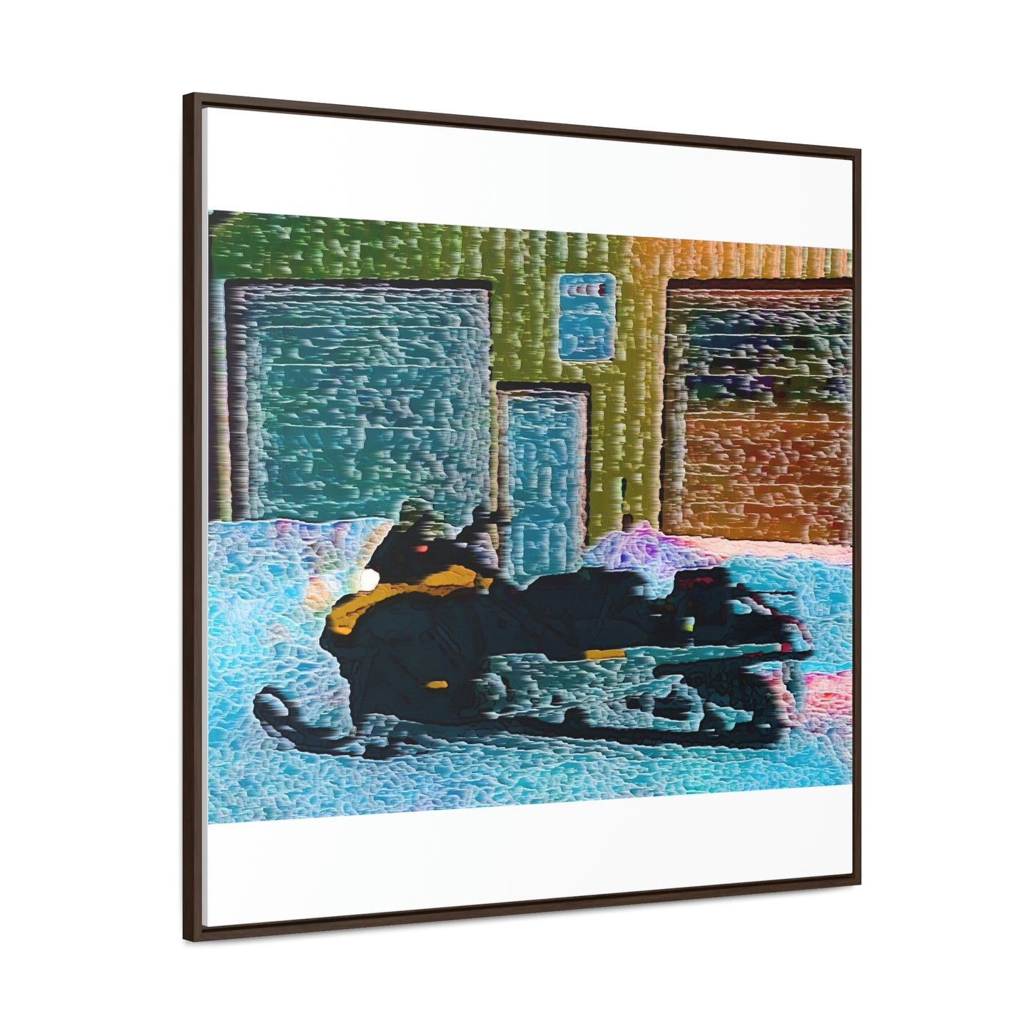 Gallery Canvas Wraps, Square Frame ... Snowmobile & Impressionalism ... 'Collecting Mail & Packages' .... Dixie, Idaho, USA ... Original Works: 10 Hours Rendering Time ...