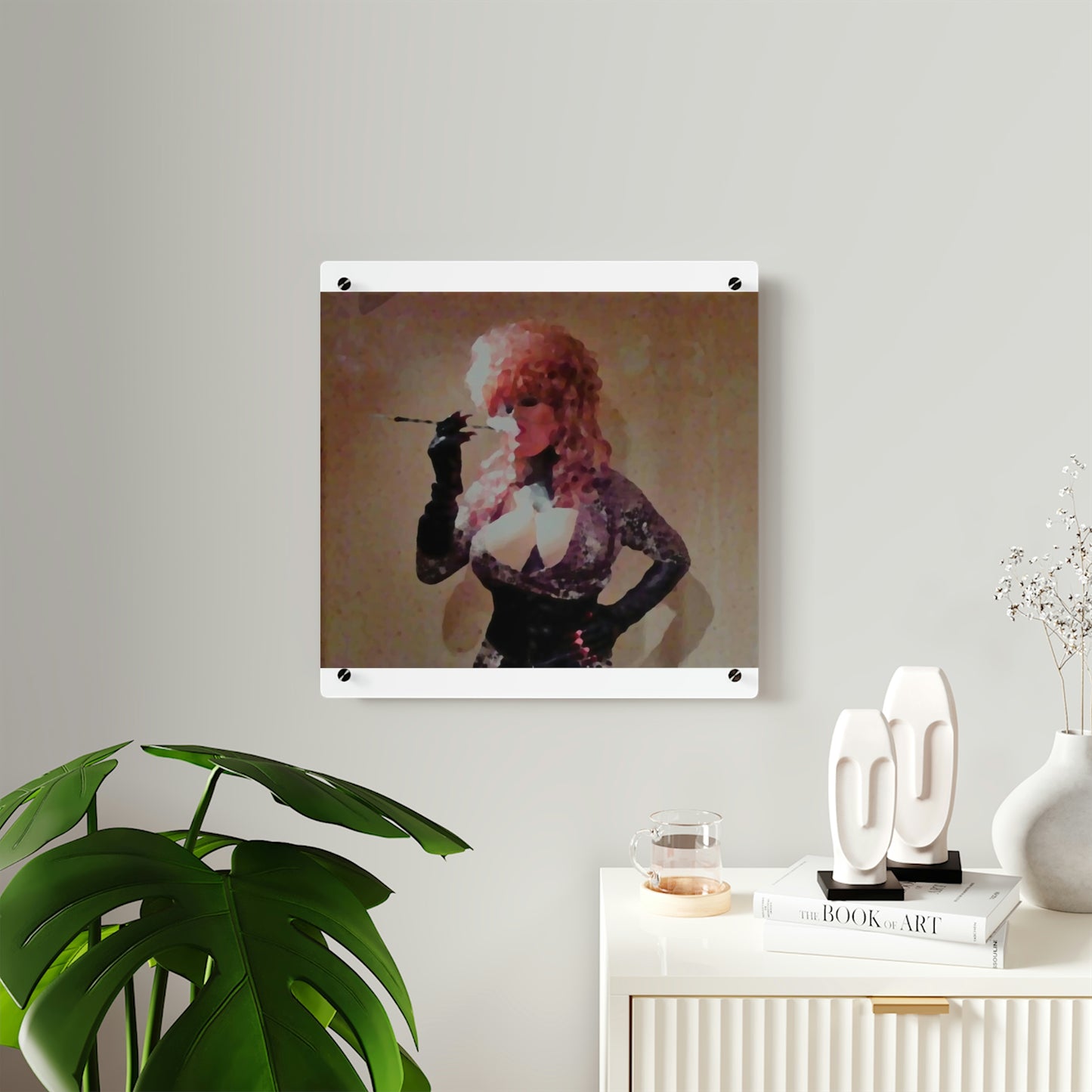 Acrylic Wall Art Panels ...  A Colleague Overseas ... 'Enjoying A Fag' ... Original Works ... "April Fools 2023" ... Hot-Tranny-Smoke ...
